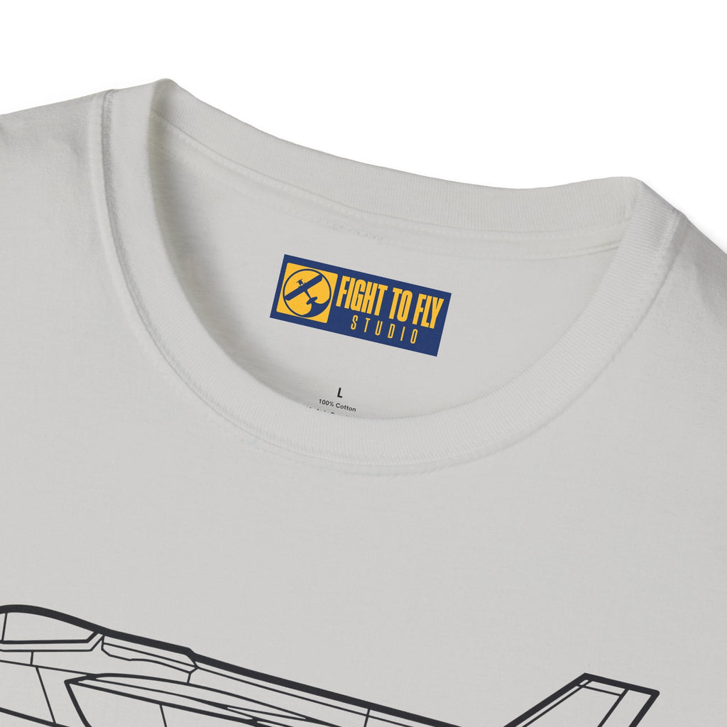 F-35A Side View T-Shirt – Stealth Fighter Jet Profile Aviation Tee - Pilot gifts - WWII warbird t-shirt