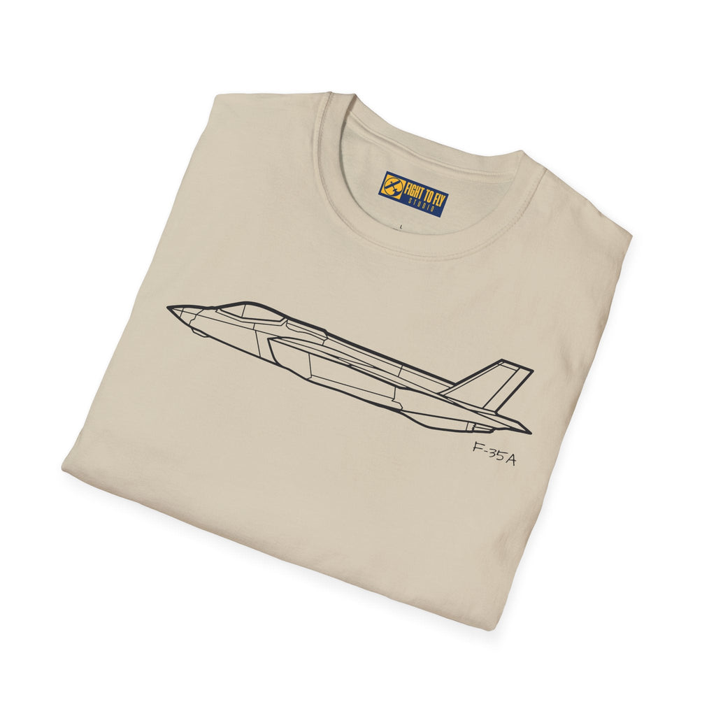F-35A Side View T-Shirt – Stealth Fighter Jet Profile Aviation Tee - Pilot gifts - WWII warbird t-shirt
