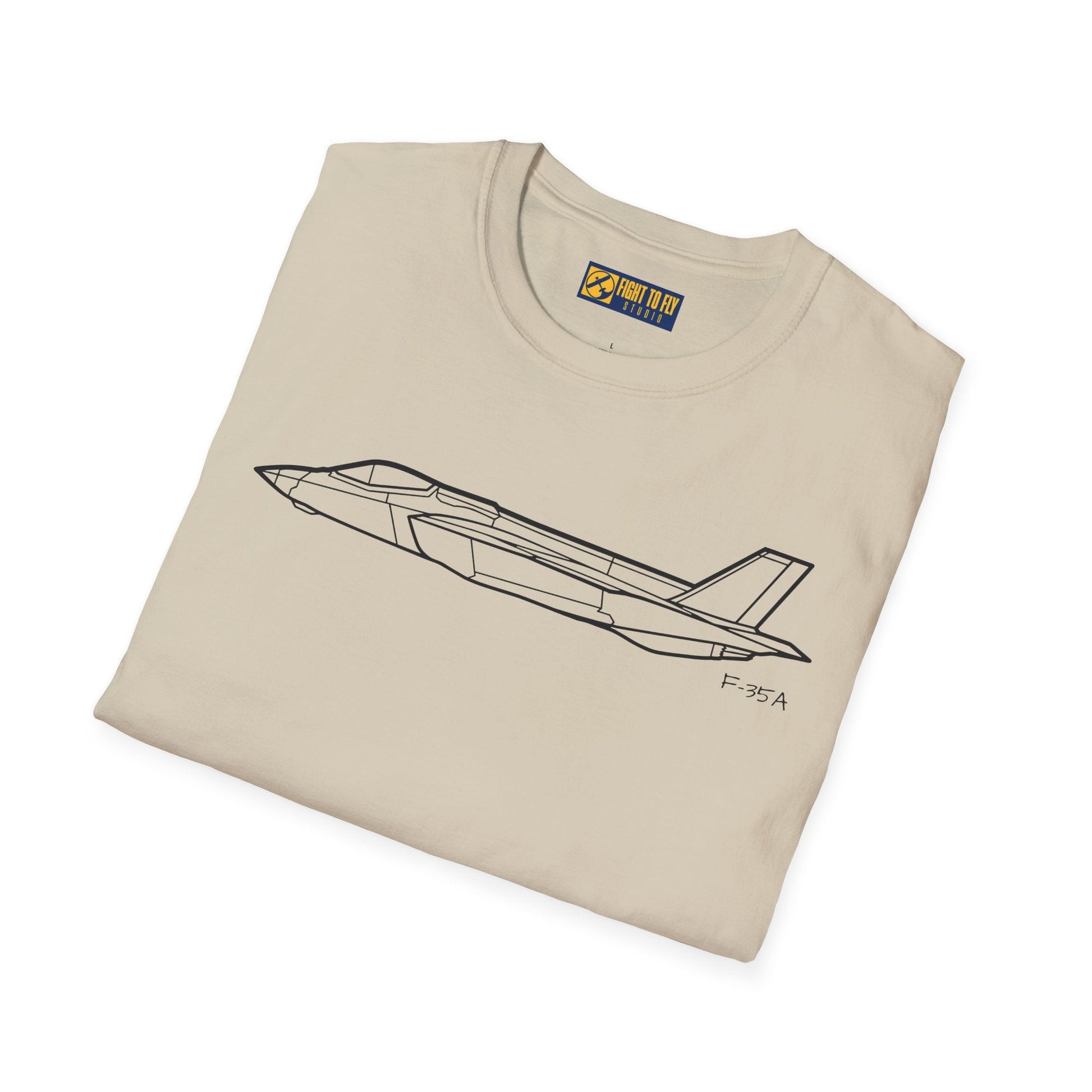 F-35A Side View T-Shirt – Stealth Fighter Jet Profile Aviation Tee - Pilot gifts - WWII warbird t-shirt