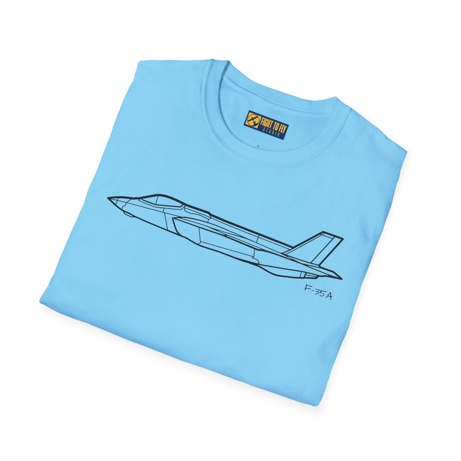 F-35A Side View T-Shirt – Stealth Fighter Jet Profile Aviation Tee - Pilot gifts - WWII warbird t-shirt