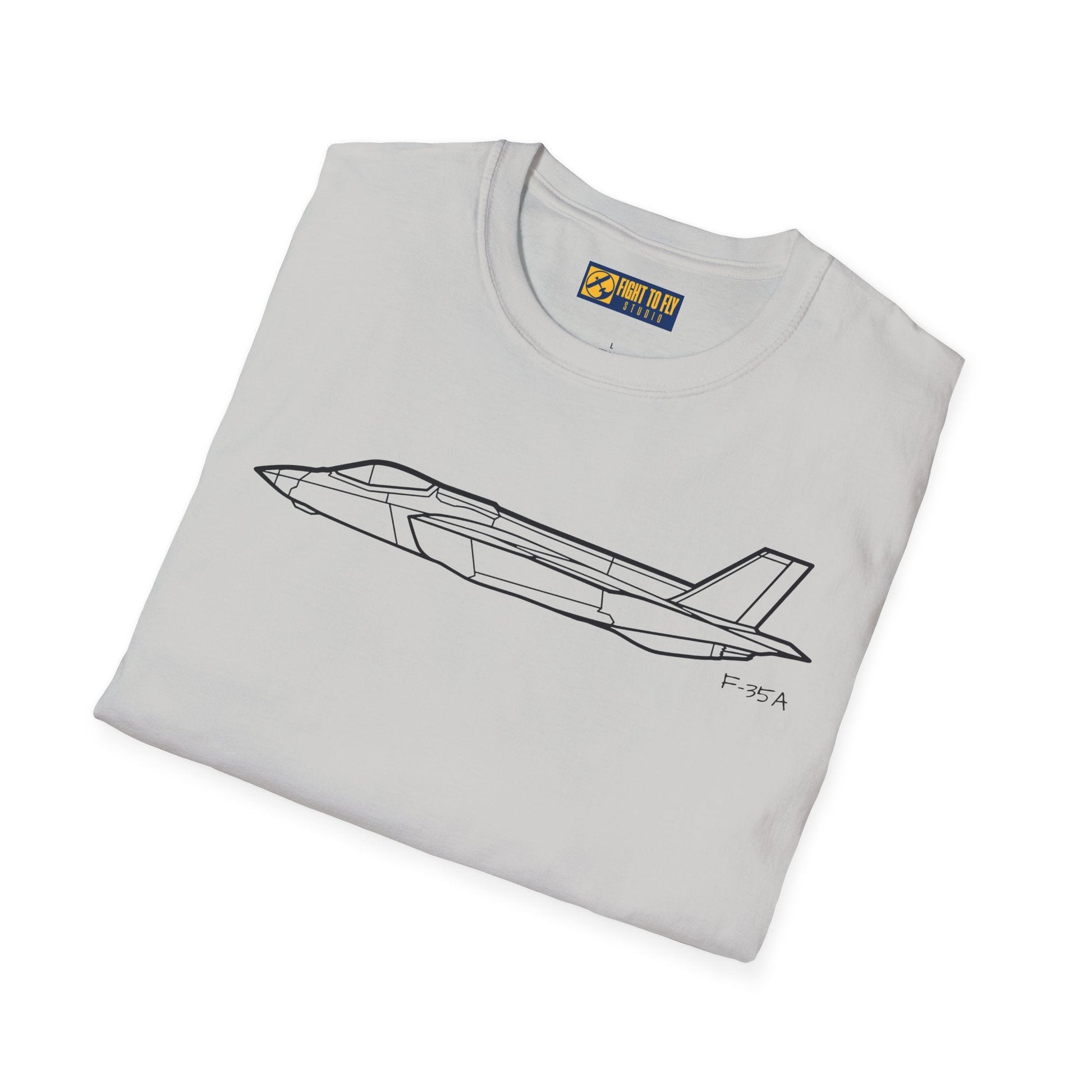 F-35A Side View T-Shirt – Stealth Fighter Jet Profile Aviation Tee - Pilot gifts - WWII warbird t-shirt