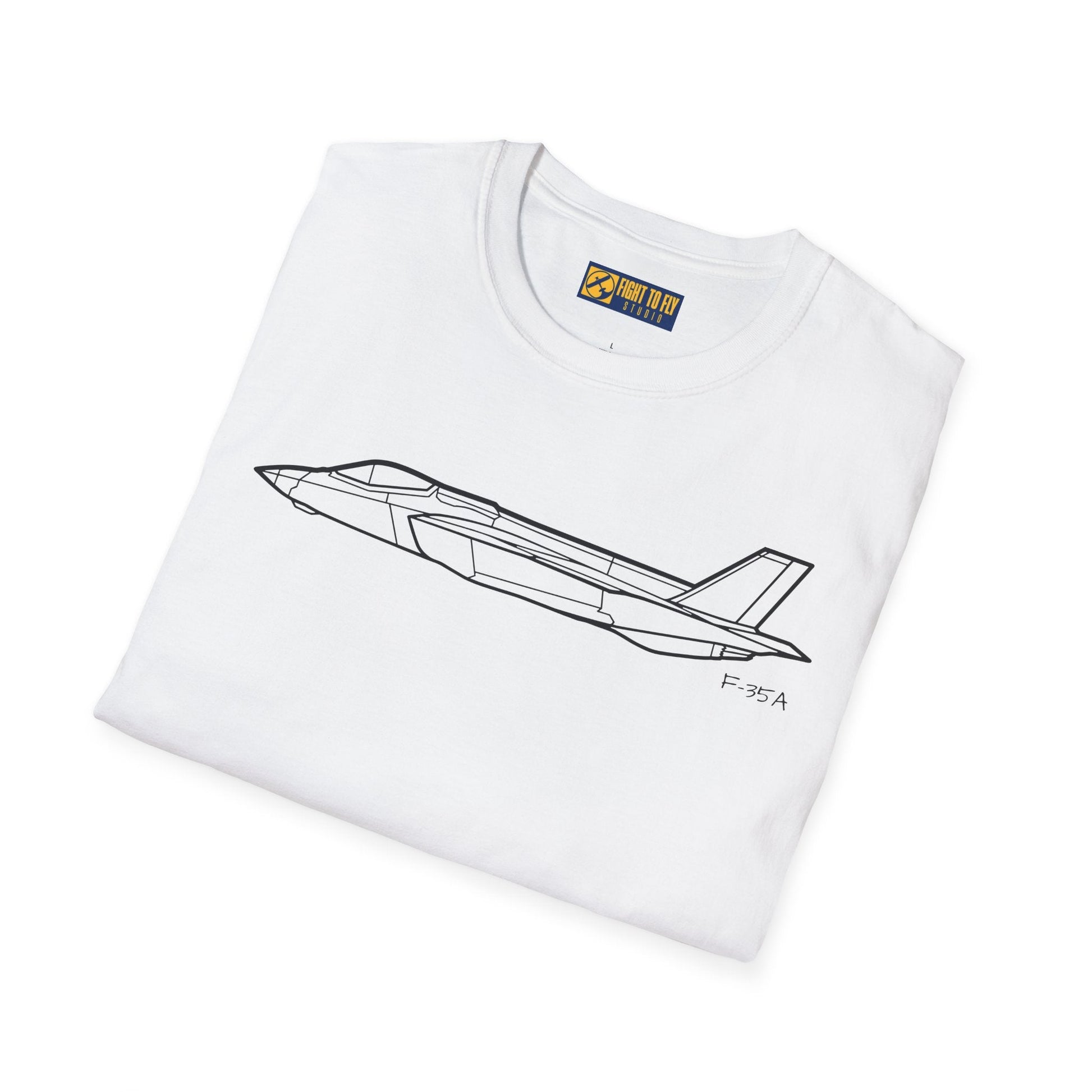 F-35A Side View T-Shirt – Stealth Fighter Jet Profile Aviation Tee - Pilot gifts - WWII warbird t-shirt