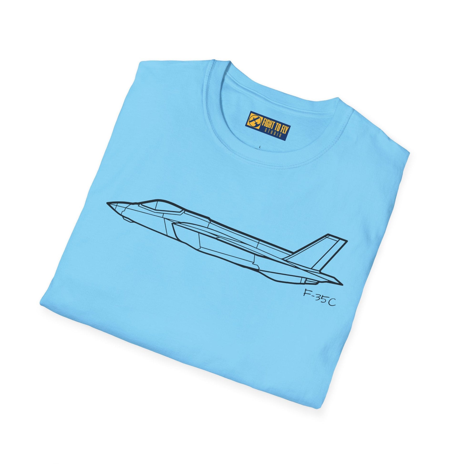 F-35C Side View T-Shirt – Carrier Variant Stealth Fighter Jet Tee - Pilot gifts - WWII warbird t-shirt