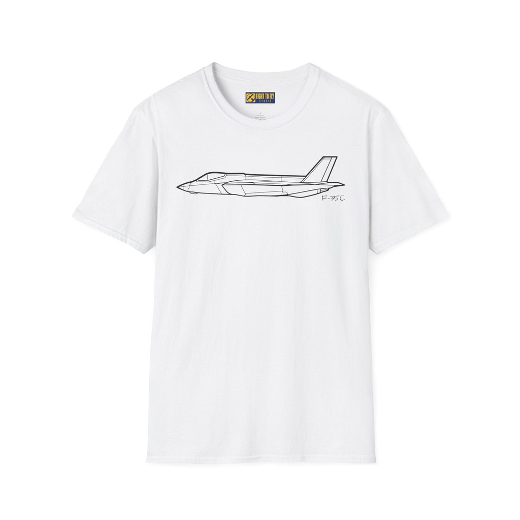 F-35C Side View T-Shirt – Carrier Variant Stealth Fighter Jet Tee - Pilot gifts - WWII warbird t-shirt