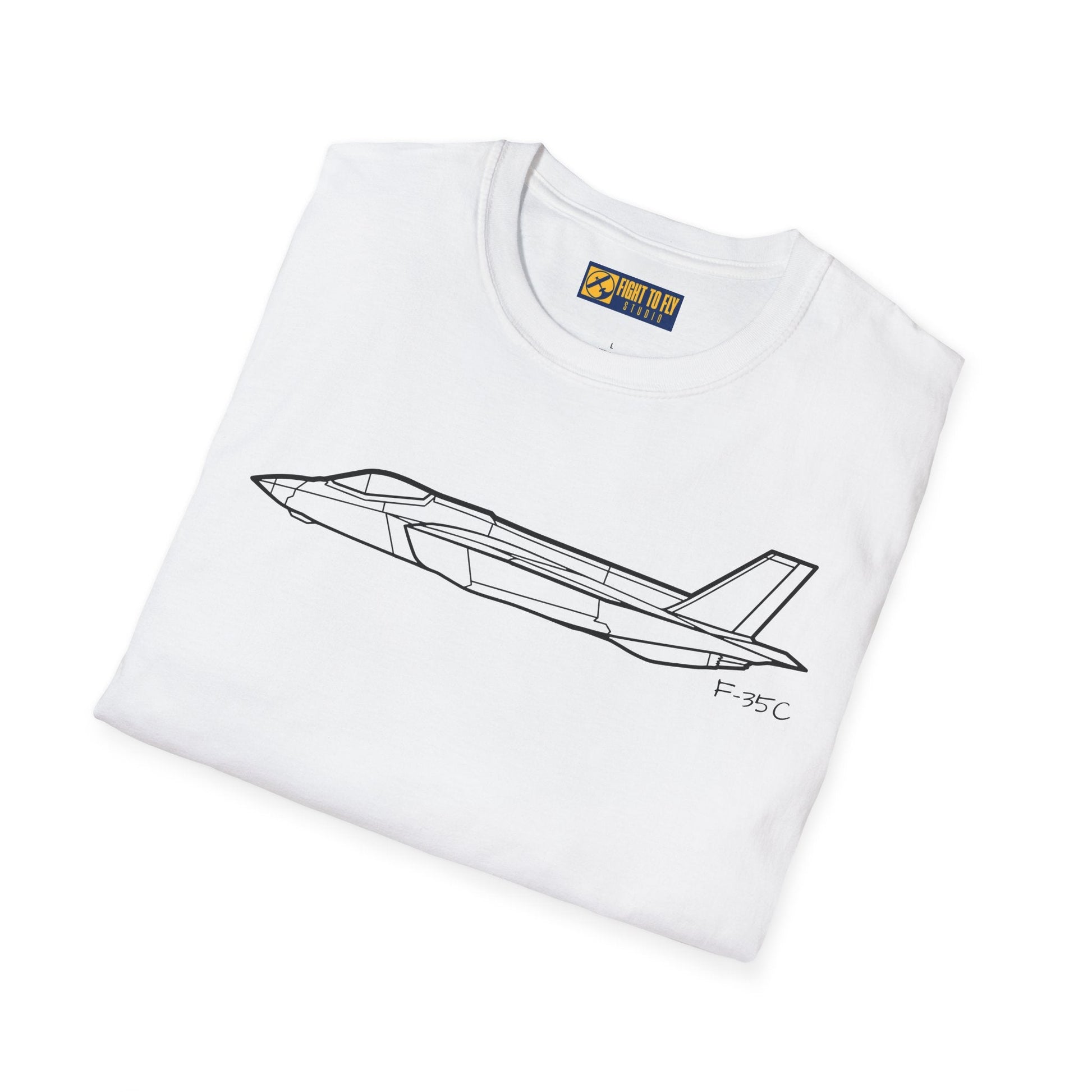 F-35C Side View T-Shirt – Carrier Variant Stealth Fighter Jet Tee - Pilot gifts - WWII warbird t-shirt