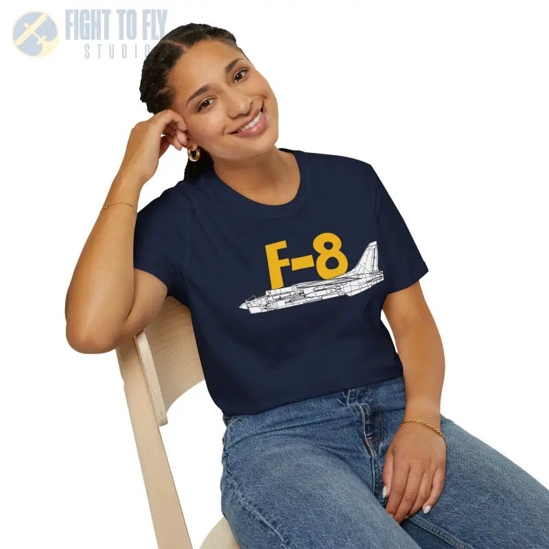 F-8 Side Profile T-Shirt – Last Gunfighter Navy Jet Tee - Pilot gifts - WWII warbird t-shirt