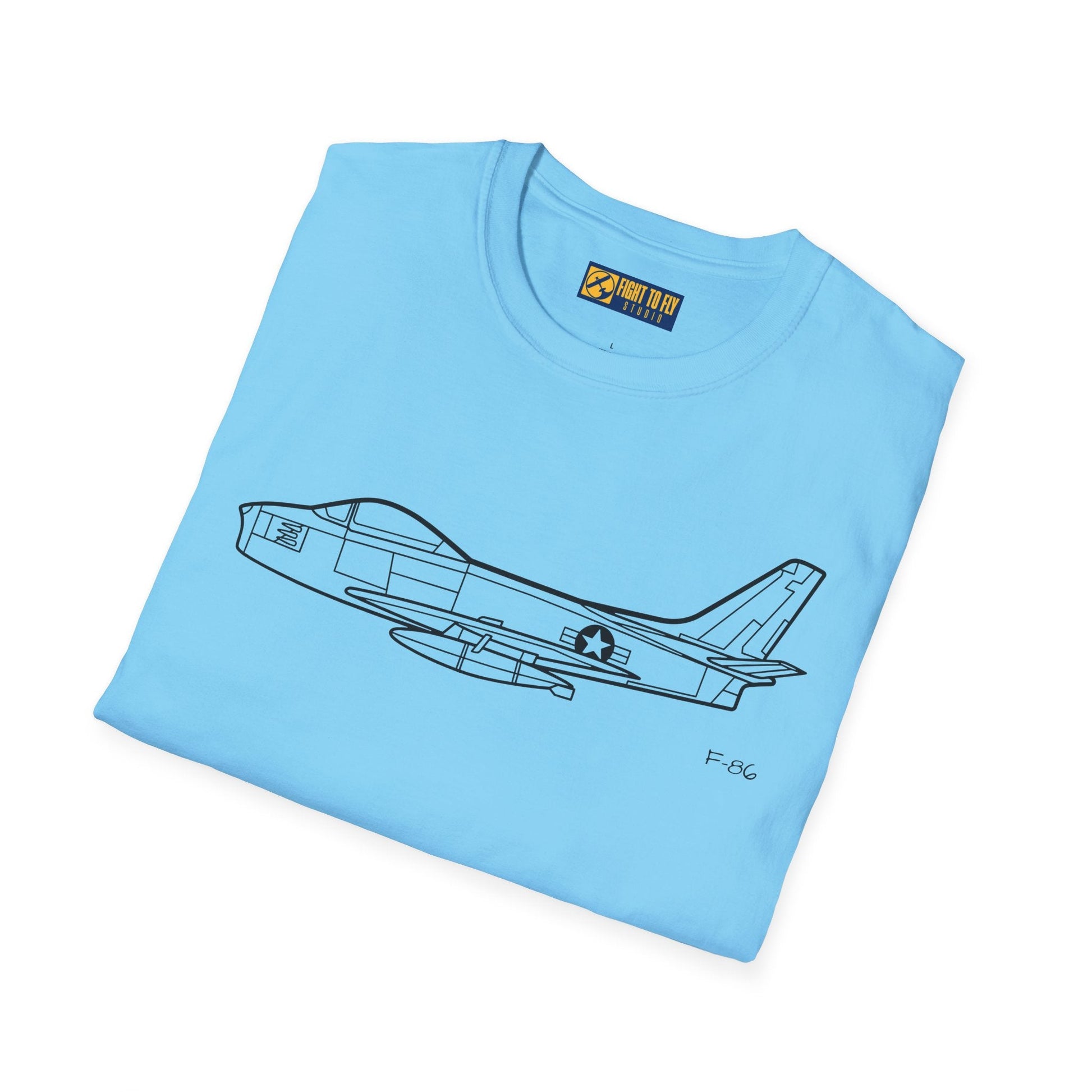 F-86 T-Shirt – Jet Fighter Side Profile Cold War Aviation Tee - Pilot gifts - WWII warbird t-shirt