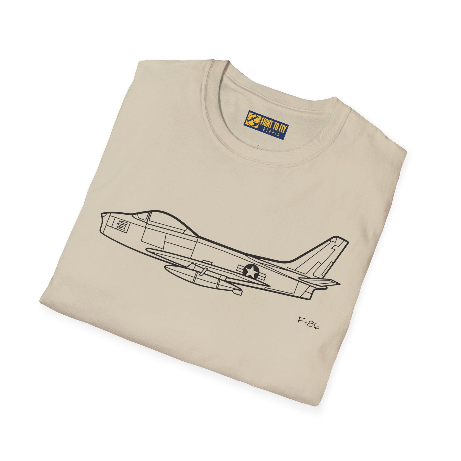 F-86 T-Shirt – Jet Fighter Side Profile Cold War Aviation Tee - Pilot gifts - WWII warbird t-shirt