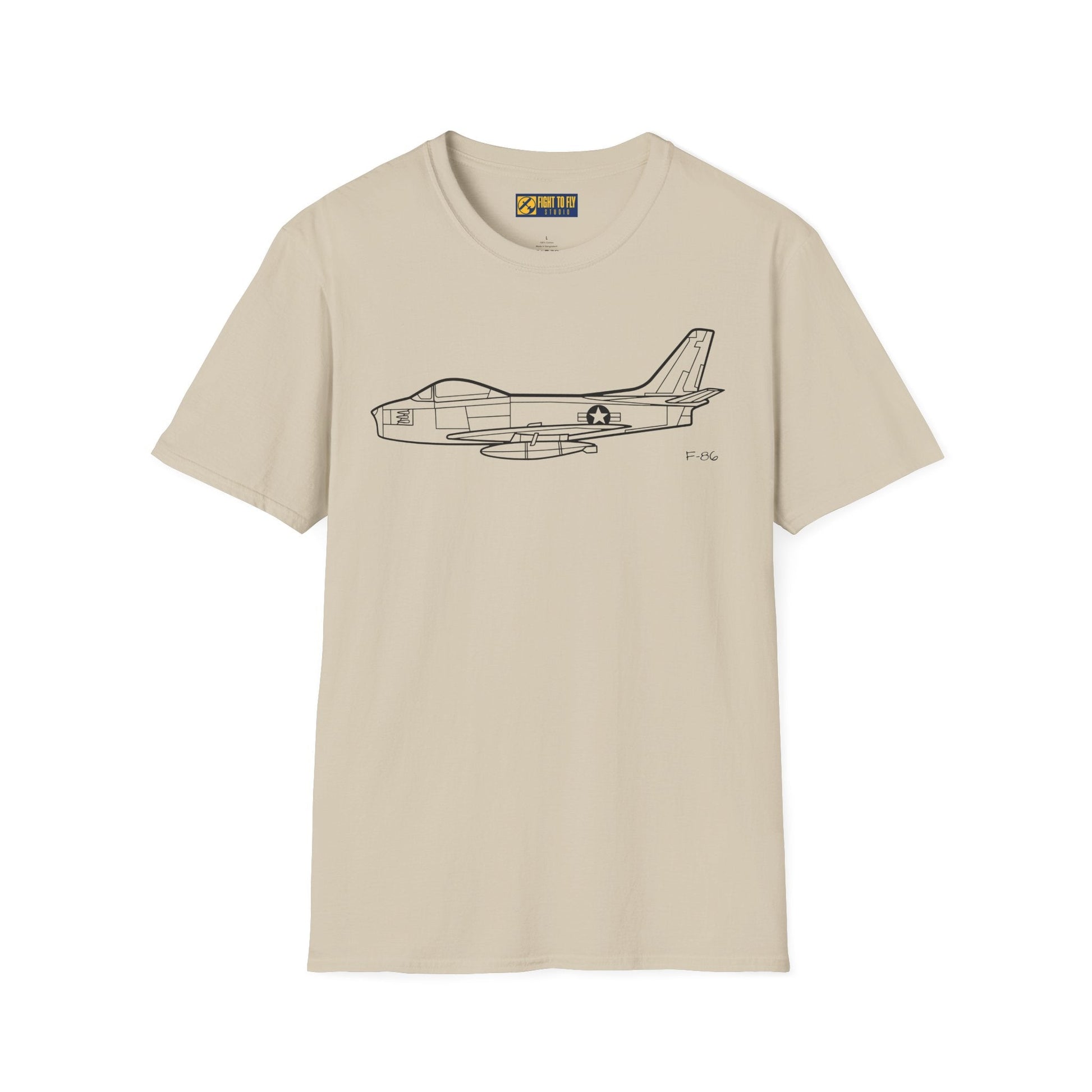 F-86 T-Shirt – Jet Fighter Side Profile Cold War Aviation Tee - Pilot gifts - WWII warbird t-shirt