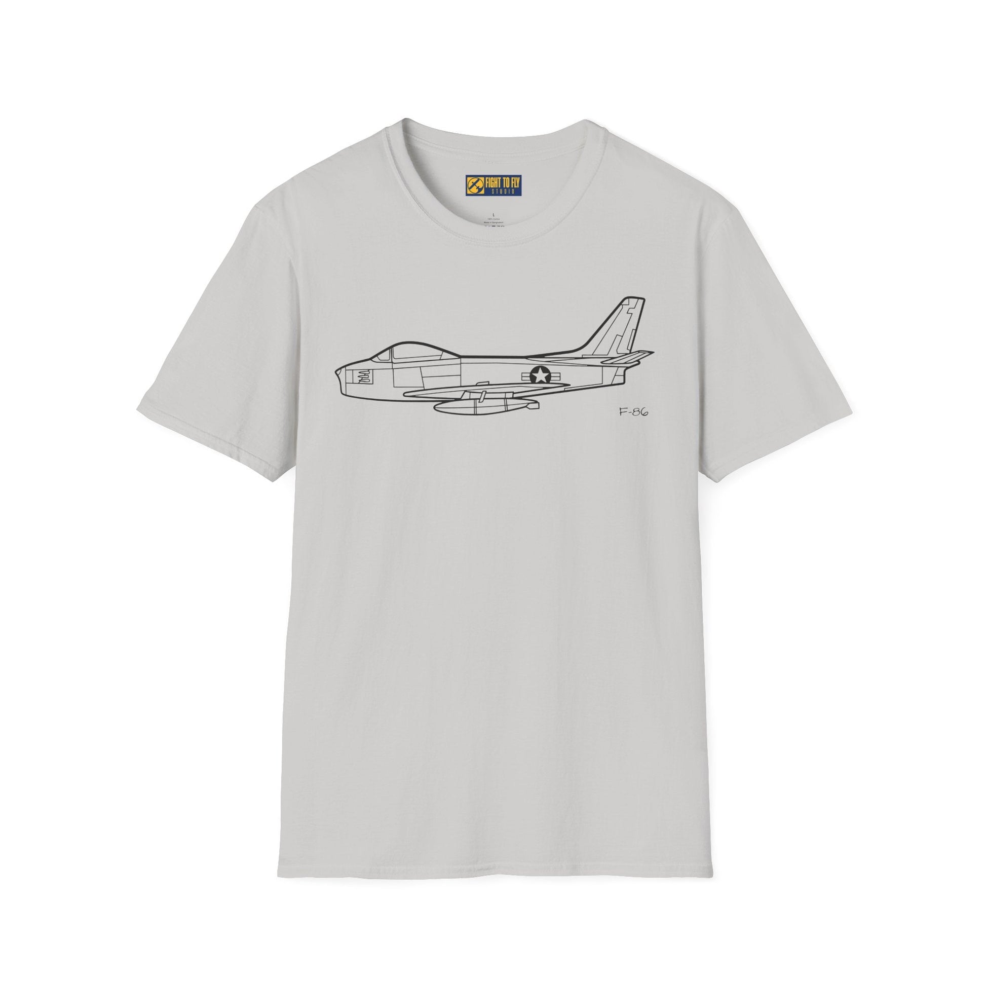 F-86 T-Shirt – Jet Fighter Side Profile Cold War Aviation Tee - Pilot gifts - WWII warbird t-shirt