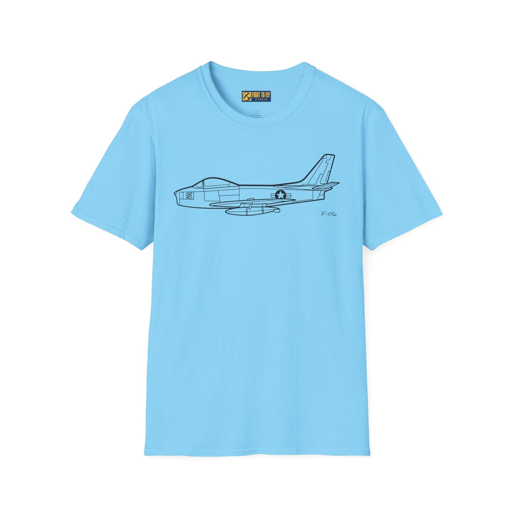 F-86 T-Shirt – Jet Fighter Side Profile Cold War Aviation Tee - Pilot gifts - WWII warbird t-shirt