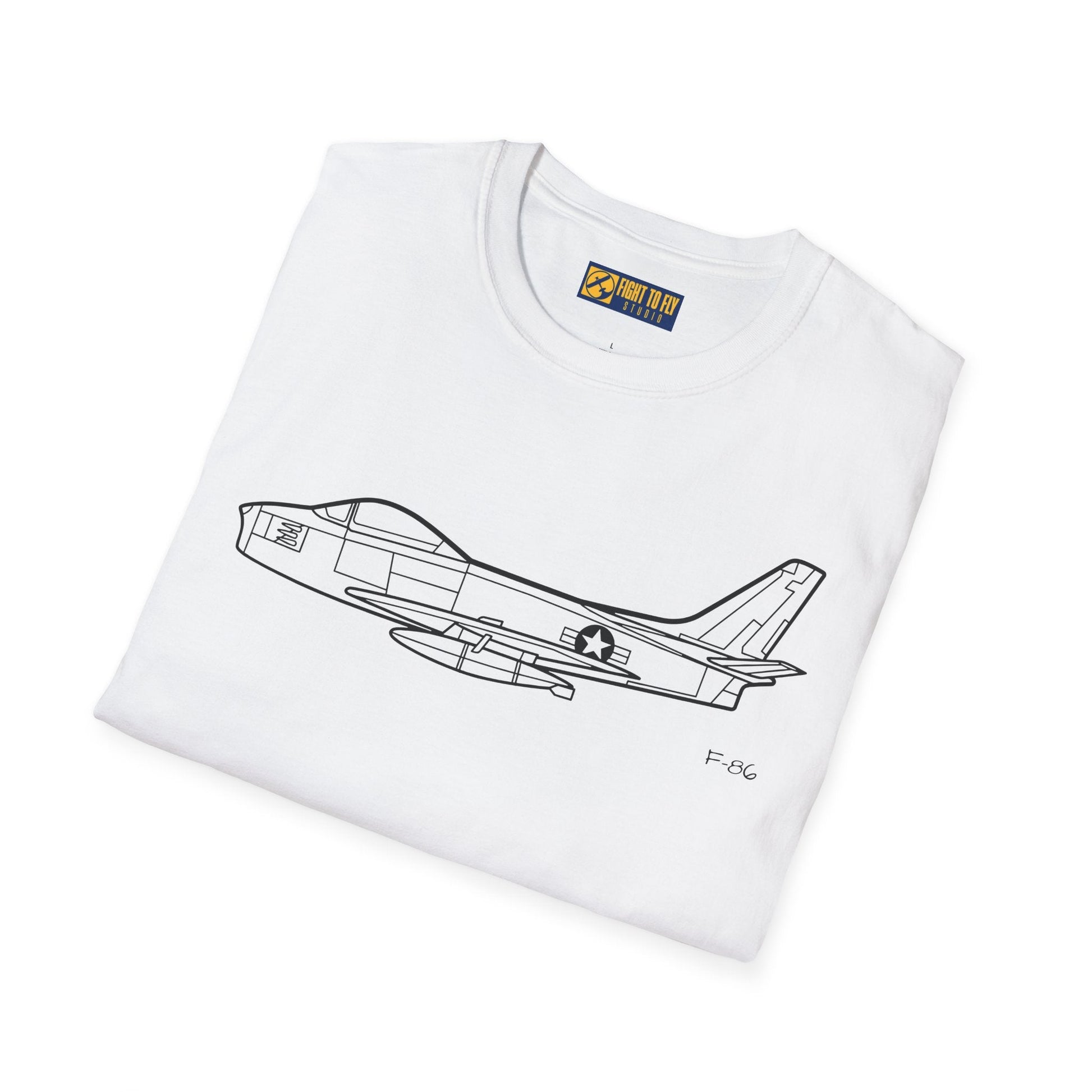 F-86 T-Shirt – Jet Fighter Side Profile Cold War Aviation Tee - Pilot gifts - WWII warbird t-shirt