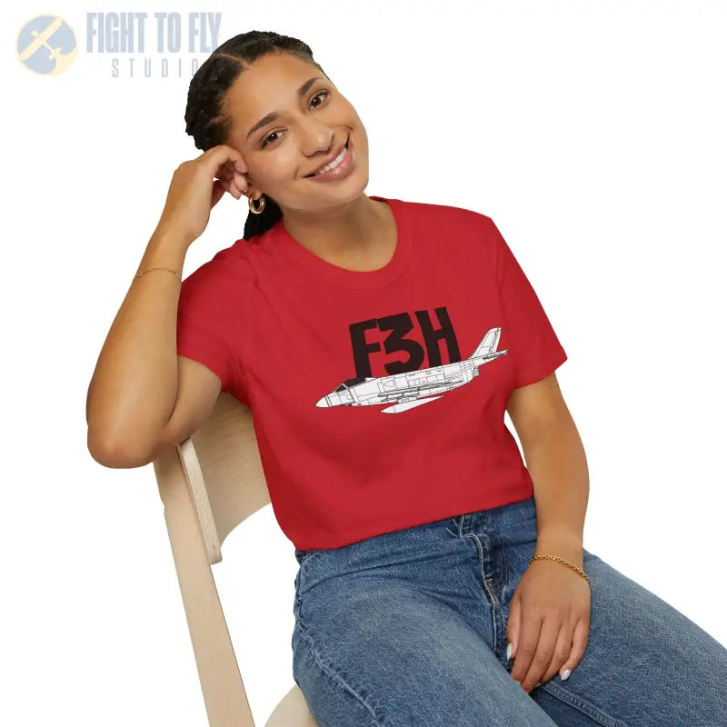 F3H Side Profile T-Shirt – Early Navy Jet Fighter Tee - Pilot gifts - WWII warbird t-shirt