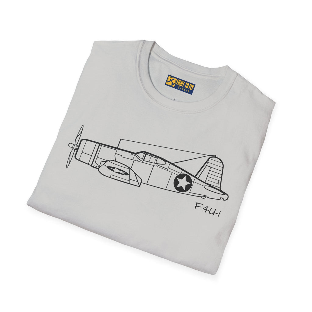 F4U-1 Side View T-Shirt – Corsair WWII Fighter Aviation Tee - Pilot gifts - warbird t-shirt