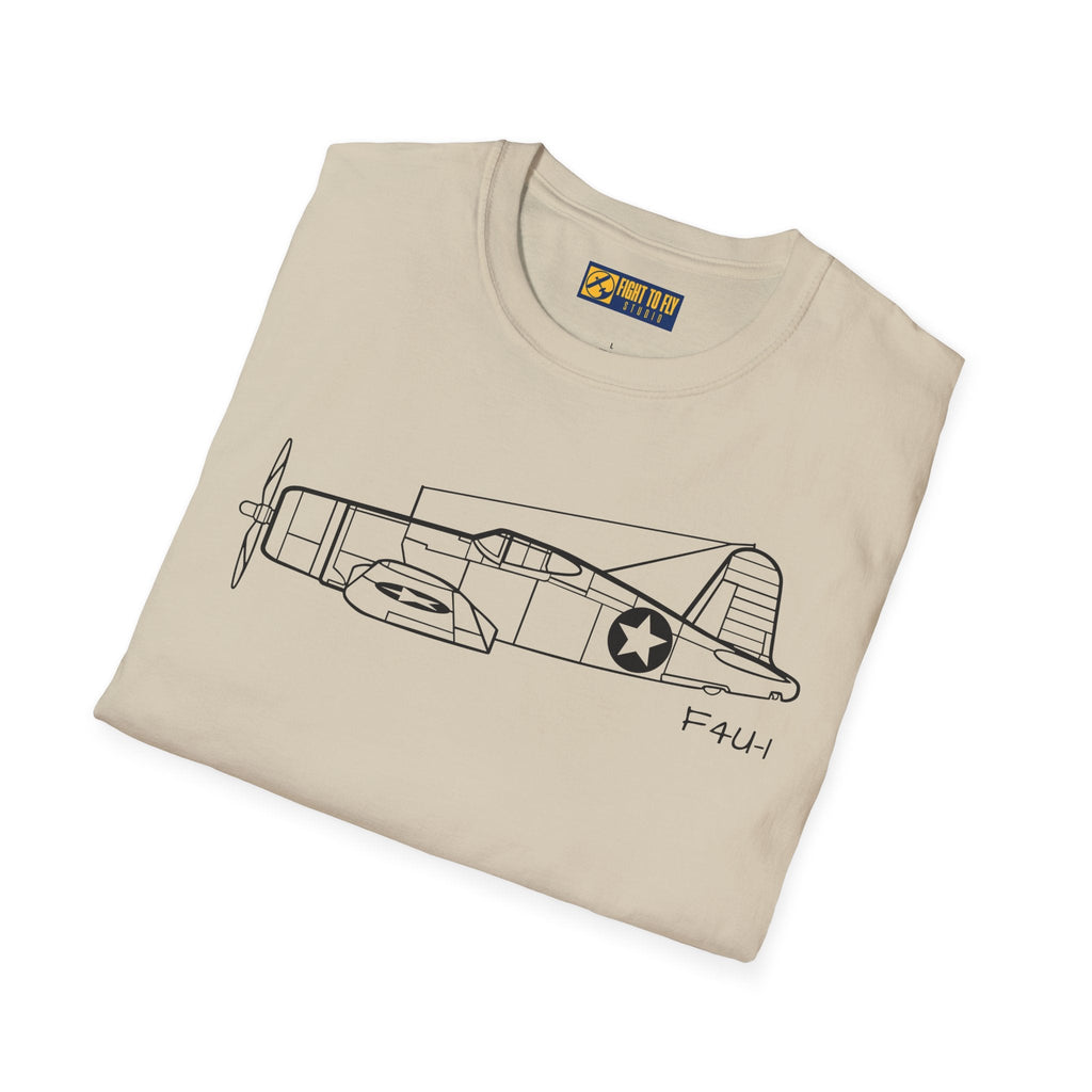 F4U-1 Side View T-Shirt – Corsair WWII Fighter Aviation Tee - Pilot gifts - warbird t-shirt