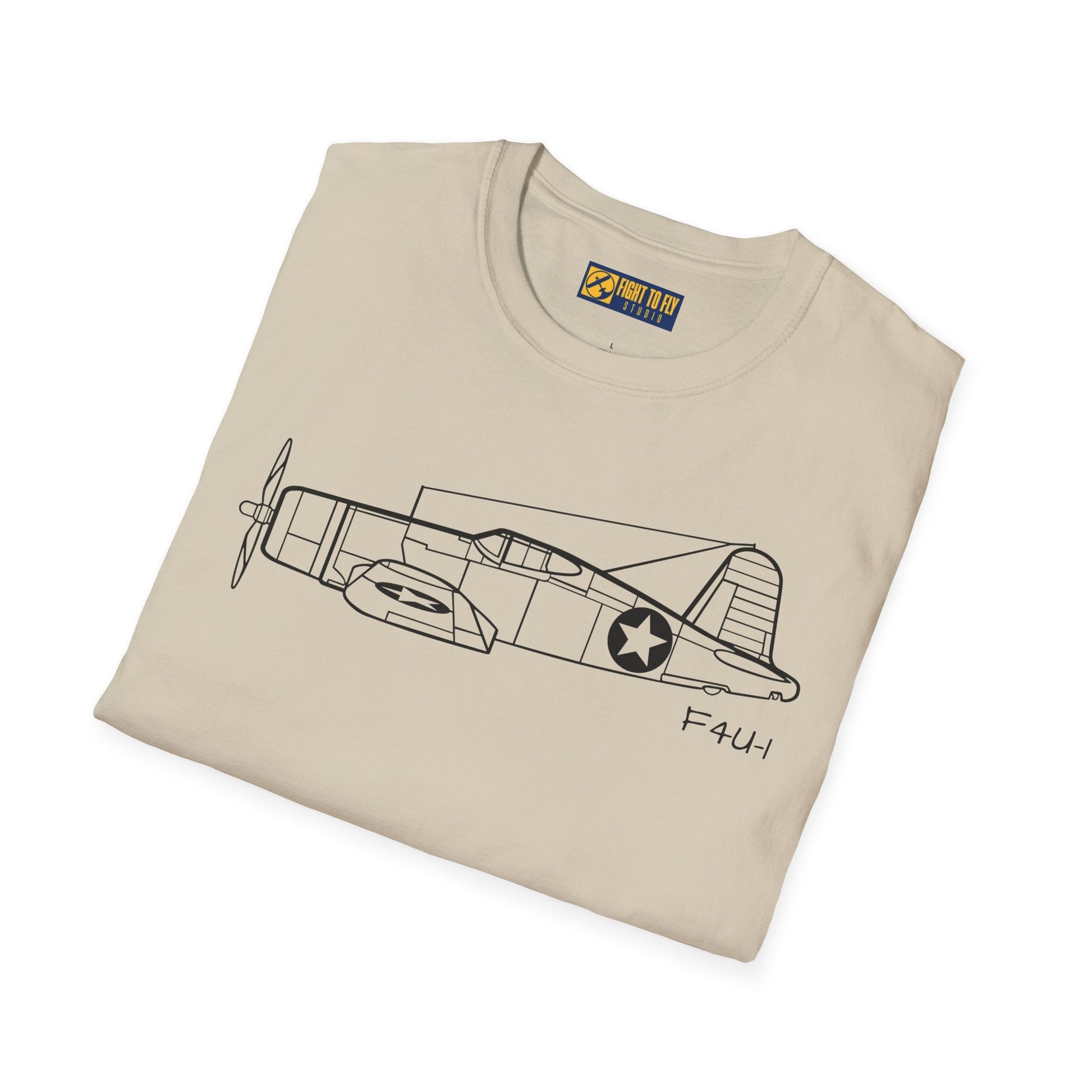F4U-1 Side View T-Shirt – Corsair WWII Fighter Aviation Tee - Pilot gifts - warbird t-shirt