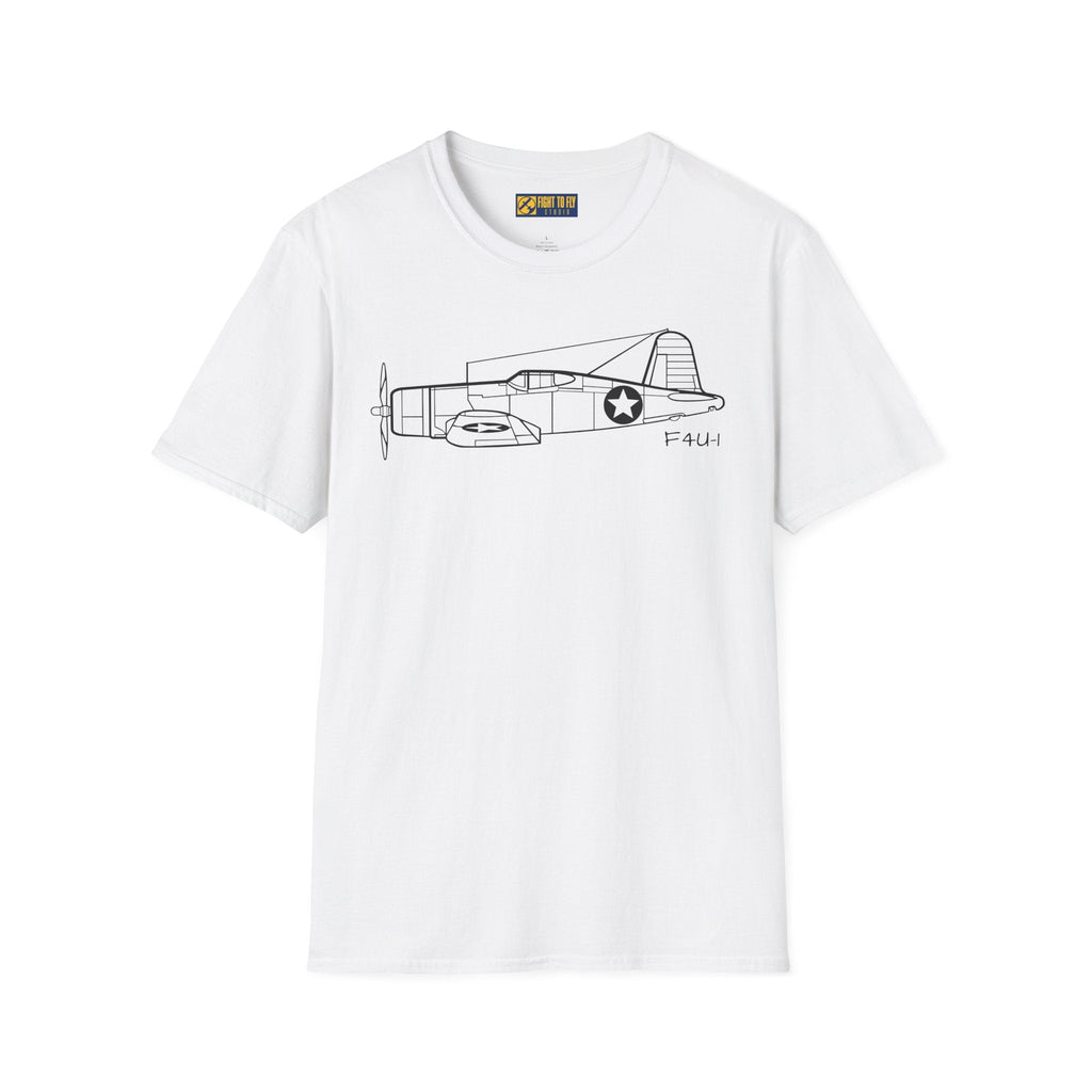 F4U-1 Side View T-Shirt – Corsair WWII Fighter Aviation Tee - Pilot gifts - warbird t-shirt