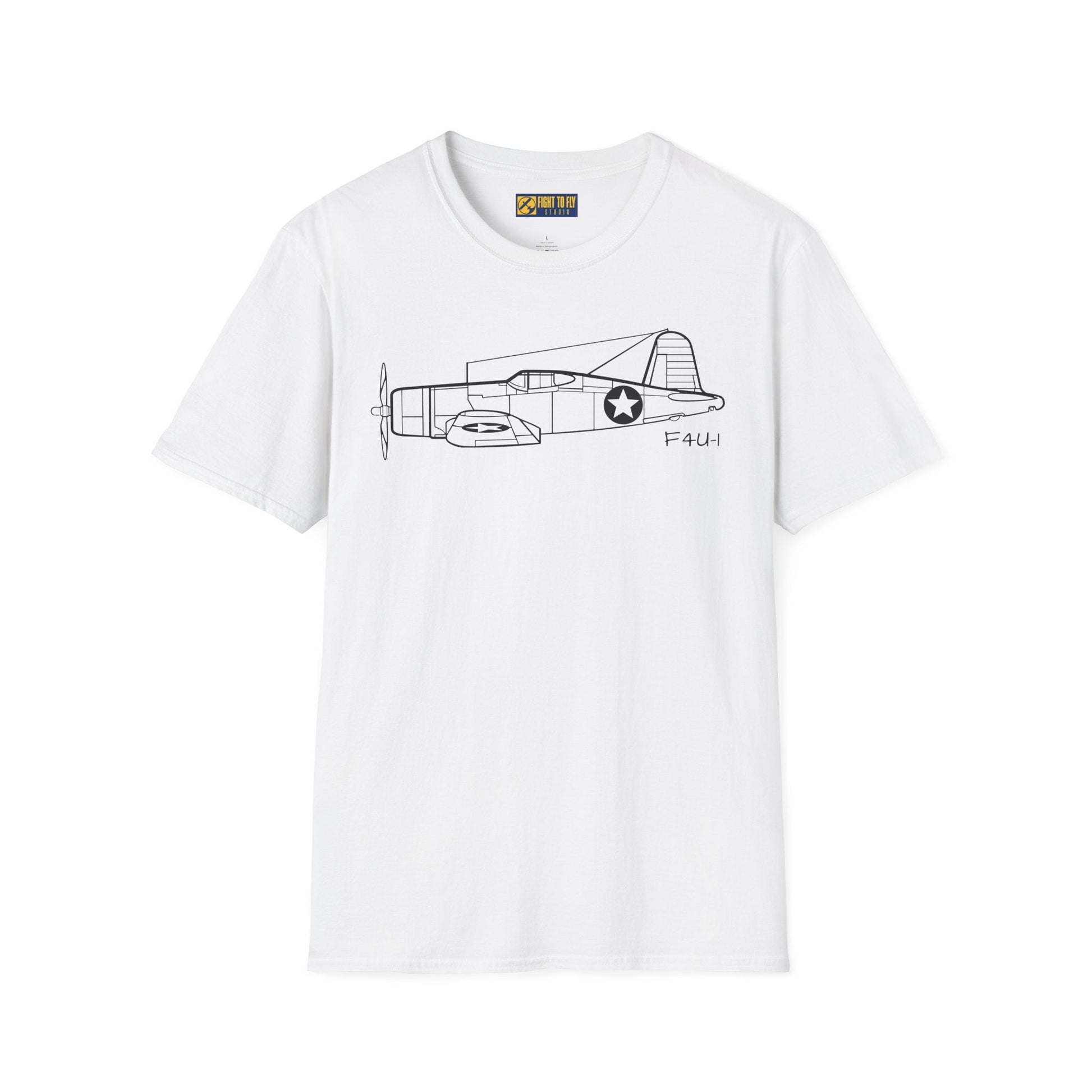 F4U-1 Side View T-Shirt – Corsair WWII Fighter Aviation Tee - Pilot gifts - warbird t-shirt