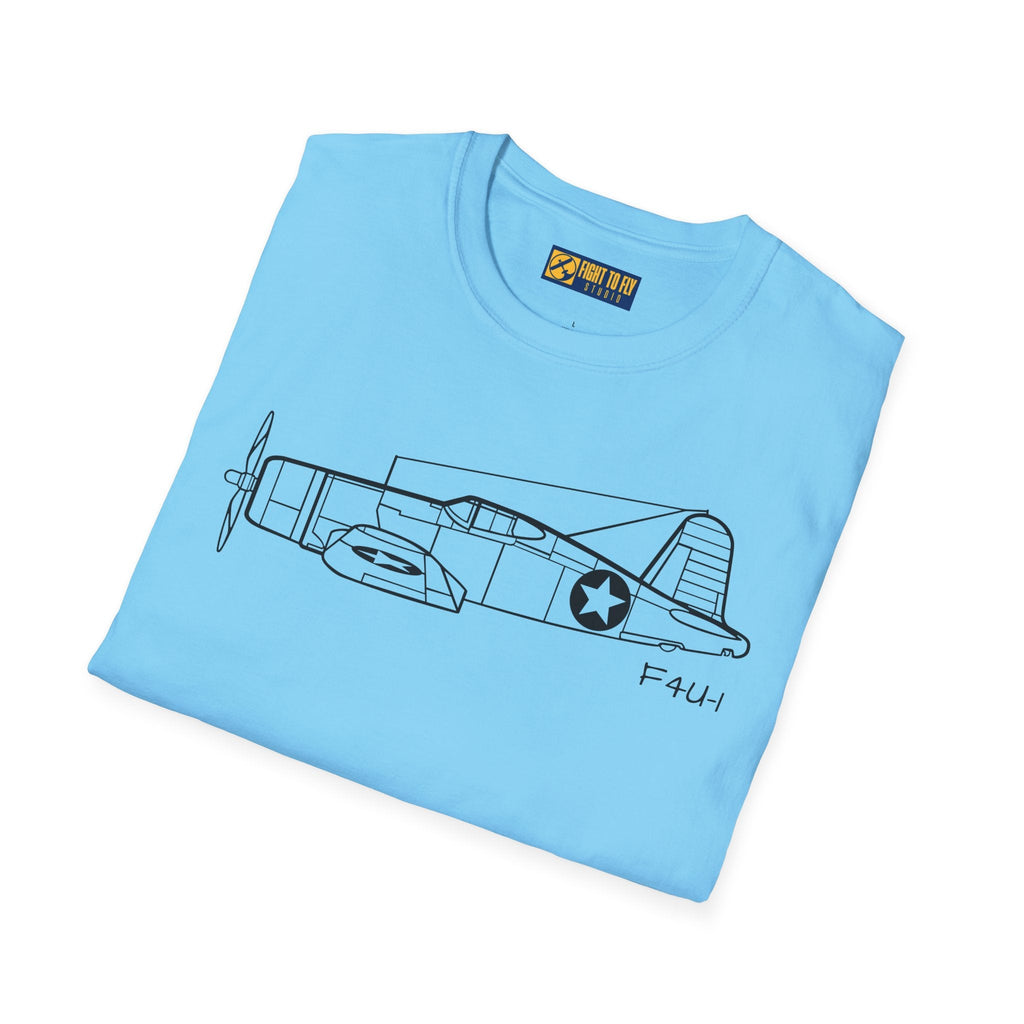 F4U-1 Side View T-Shirt – Corsair WWII Fighter Aviation Tee - Pilot gifts - warbird t-shirt