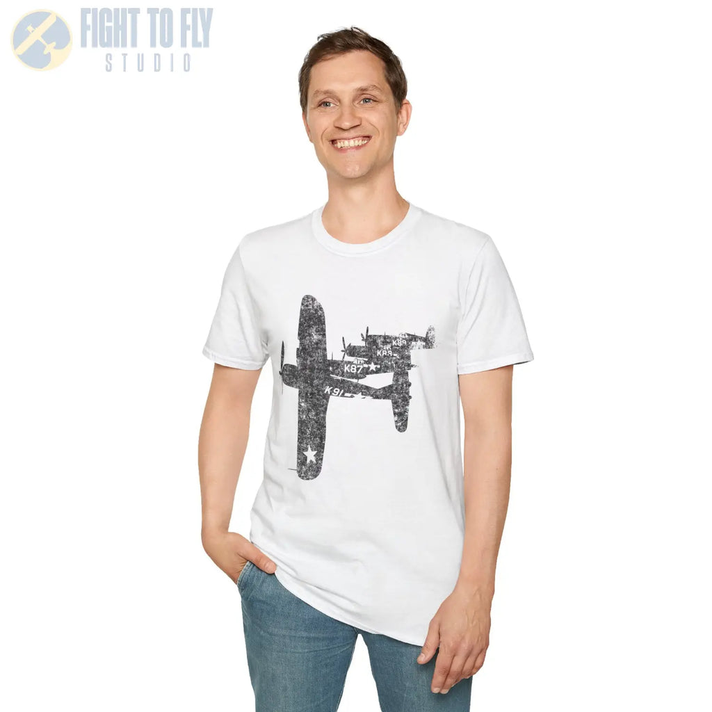 F4U Corsair “Four in Formation” WWII T-Shirt - Pilot gifts - warbird t-shirt