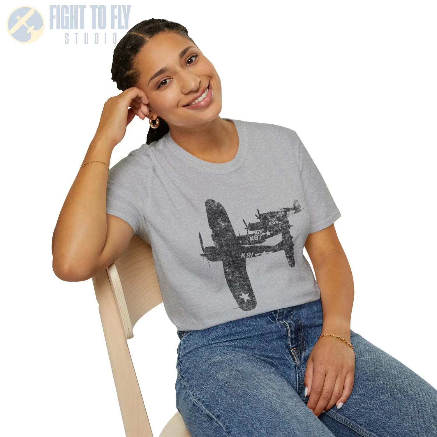 F4U Corsair “Four in Formation” WWII T-Shirt - Pilot gifts - warbird t-shirt