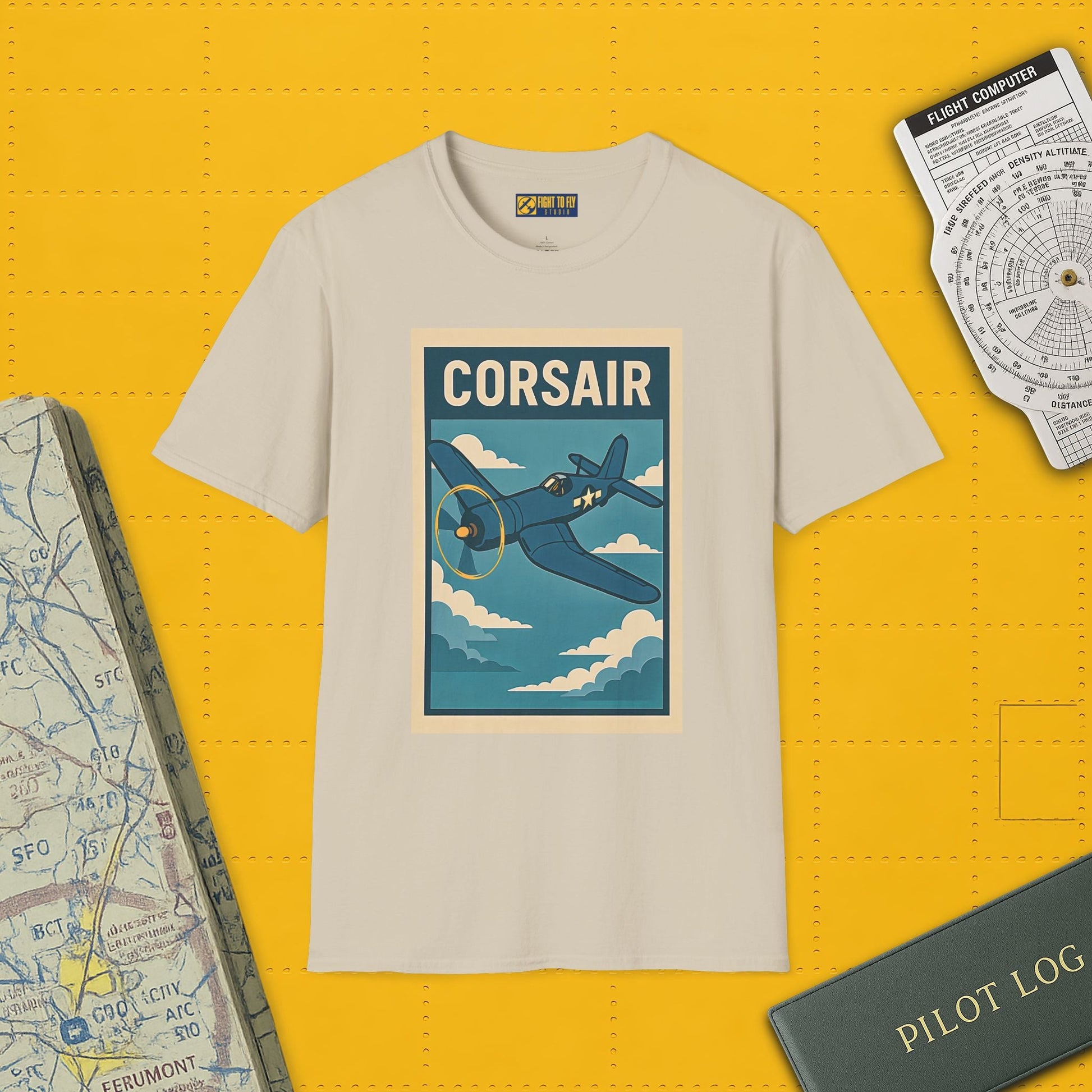 F4U Corsair Premium T-Shirt – Bent-Wing Fighter Full Graphic WWII Aviation Tee - Pilot gifts - warbird t-shirt