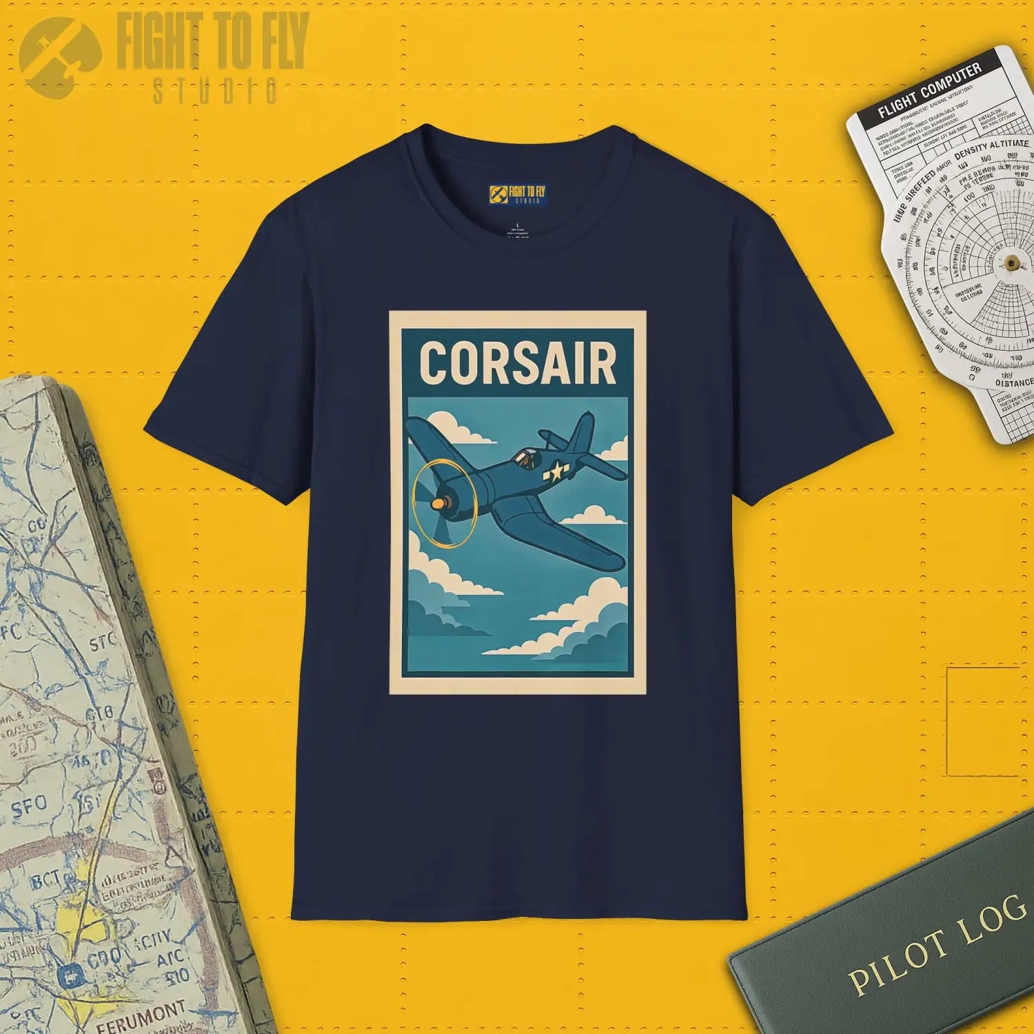 F4U Corsair Premium Full Graphic T Shirt Pilot gifts WWII warbird t shirt