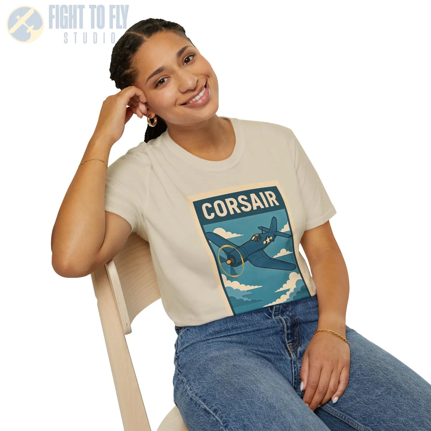 F4U Corsair Premium Full Graphic T Shirt Pilot gifts WWII warbird t shirt