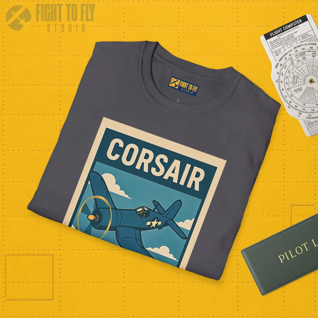 F4U Corsair Premium Full Graphic T-Shirt - Pilot gifts - WWII warbird t-shirt