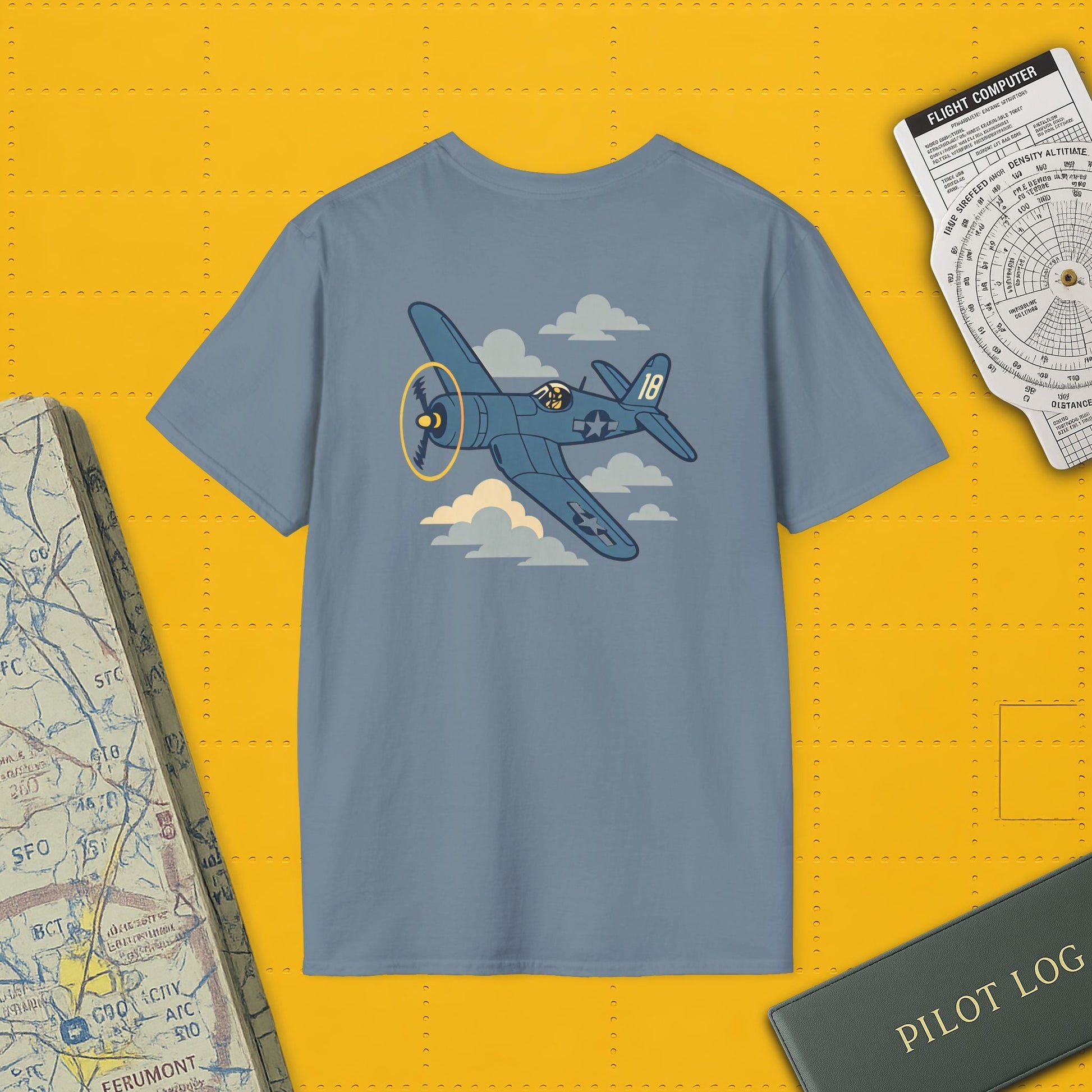 F4U Corsair Premium T-Shirt – Bent-Wing Fighter Full Graphic WWII Aviation Tee - Pilot gifts - warbird t-shirt