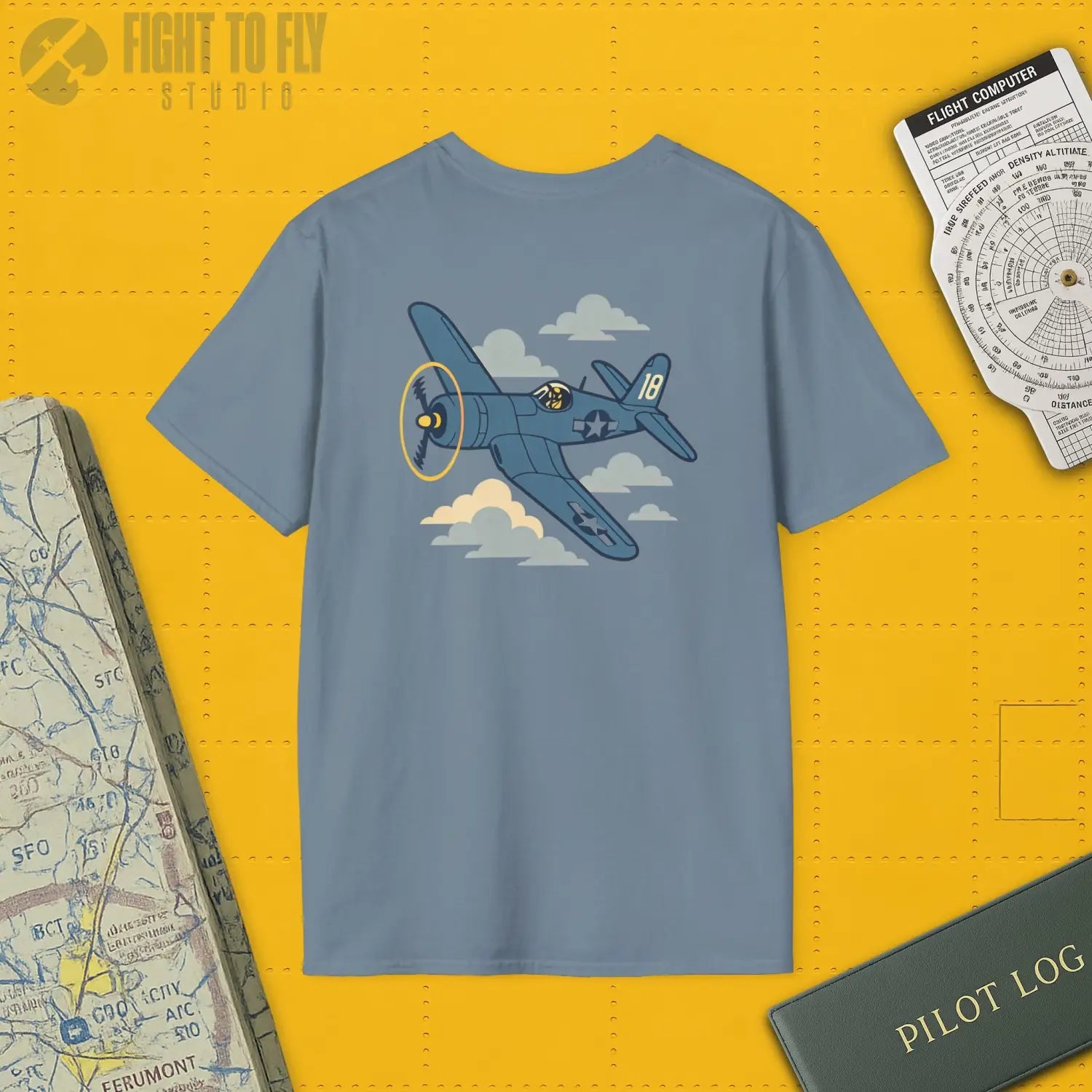 F4U Corsair Premium Full Graphic T-Shirt - Pilot gifts - WWII warbird t-shirt