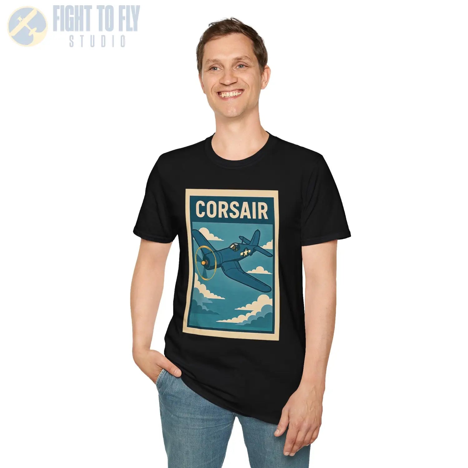 F4U Corsair Premium Full Graphic T-Shirt - Pilot gifts - WWII warbird t-shirt