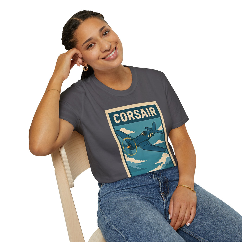 F4U Corsair Premium T-Shirt – Bent-Wing Fighter Full Graphic WWII Aviation Tee - Pilot gifts - warbird t-shirt
