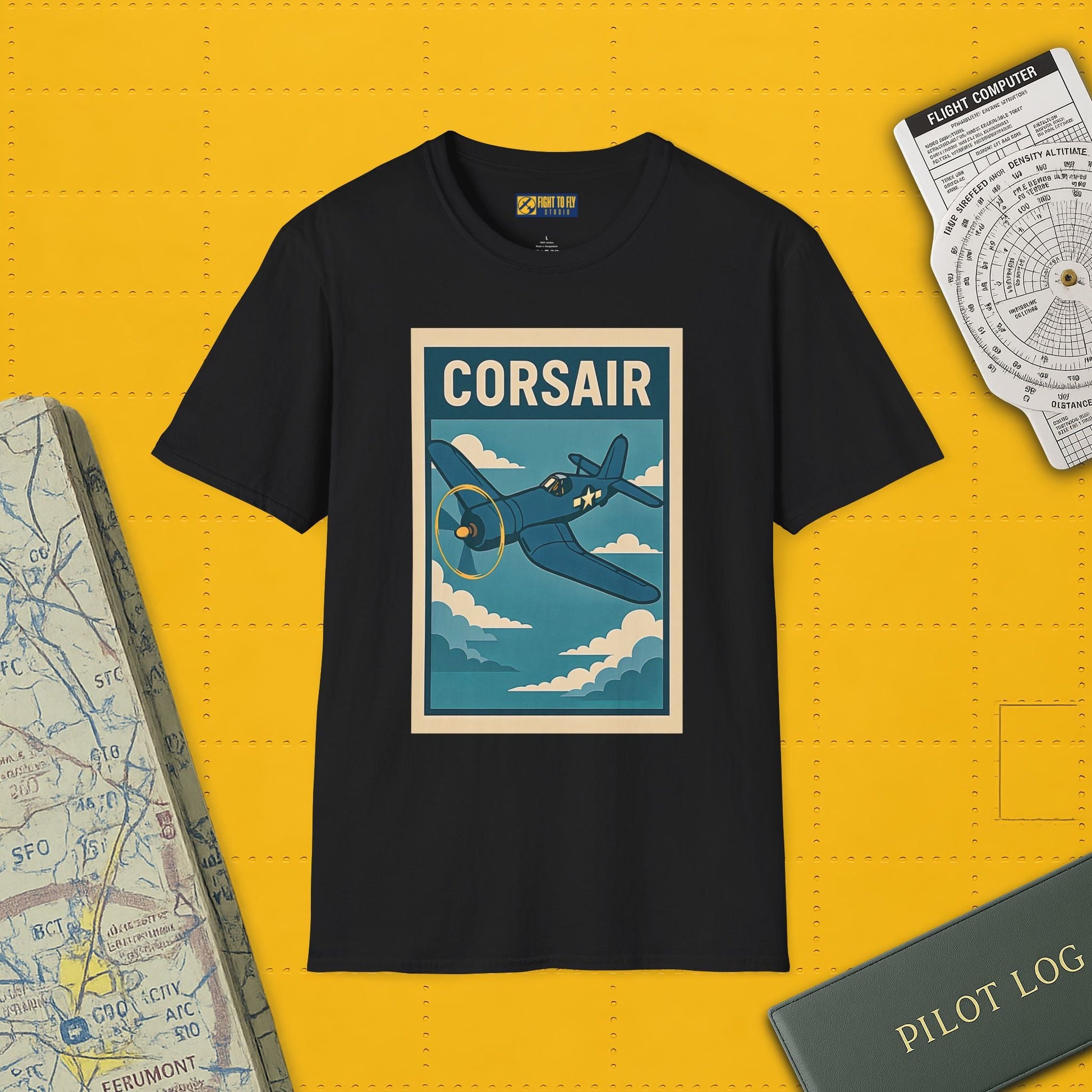F4U Corsair Premium T-Shirt – Bent-Wing Fighter Full Graphic WWII Aviation Tee - Pilot gifts - warbird t-shirt
