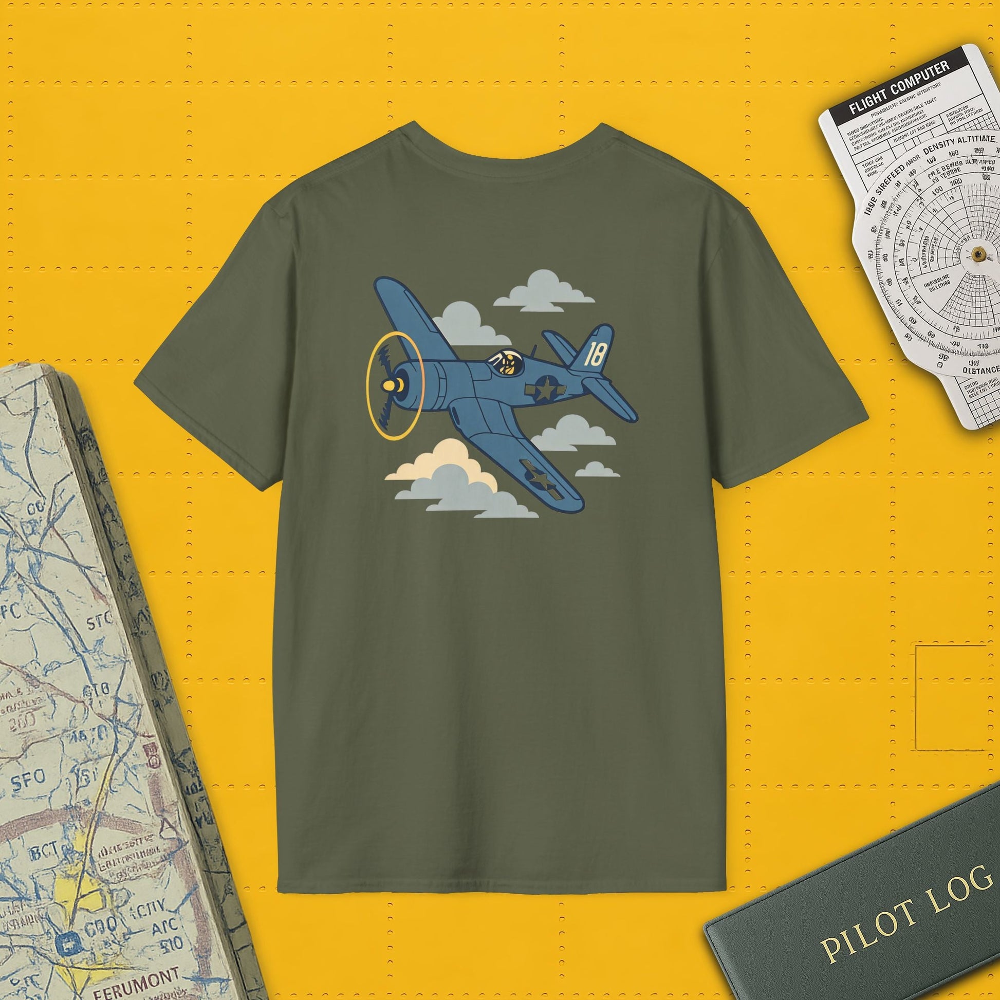 F4U Corsair Premium T-Shirt – Bent-Wing Fighter Full Graphic WWII Aviation Tee - Pilot gifts - warbird t-shirt