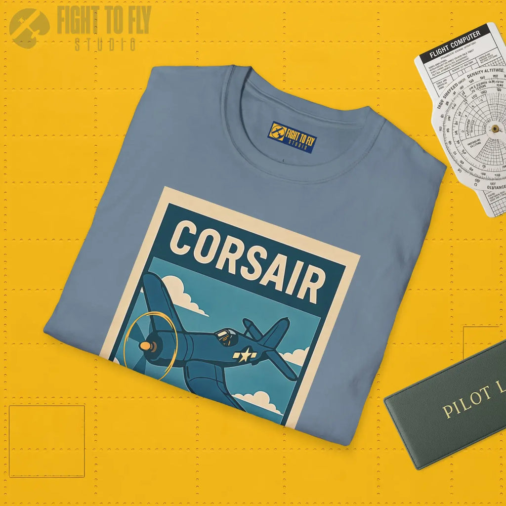 F4U Corsair Premium Full Graphic T-Shirt - Pilot gifts - WWII warbird t-shirt