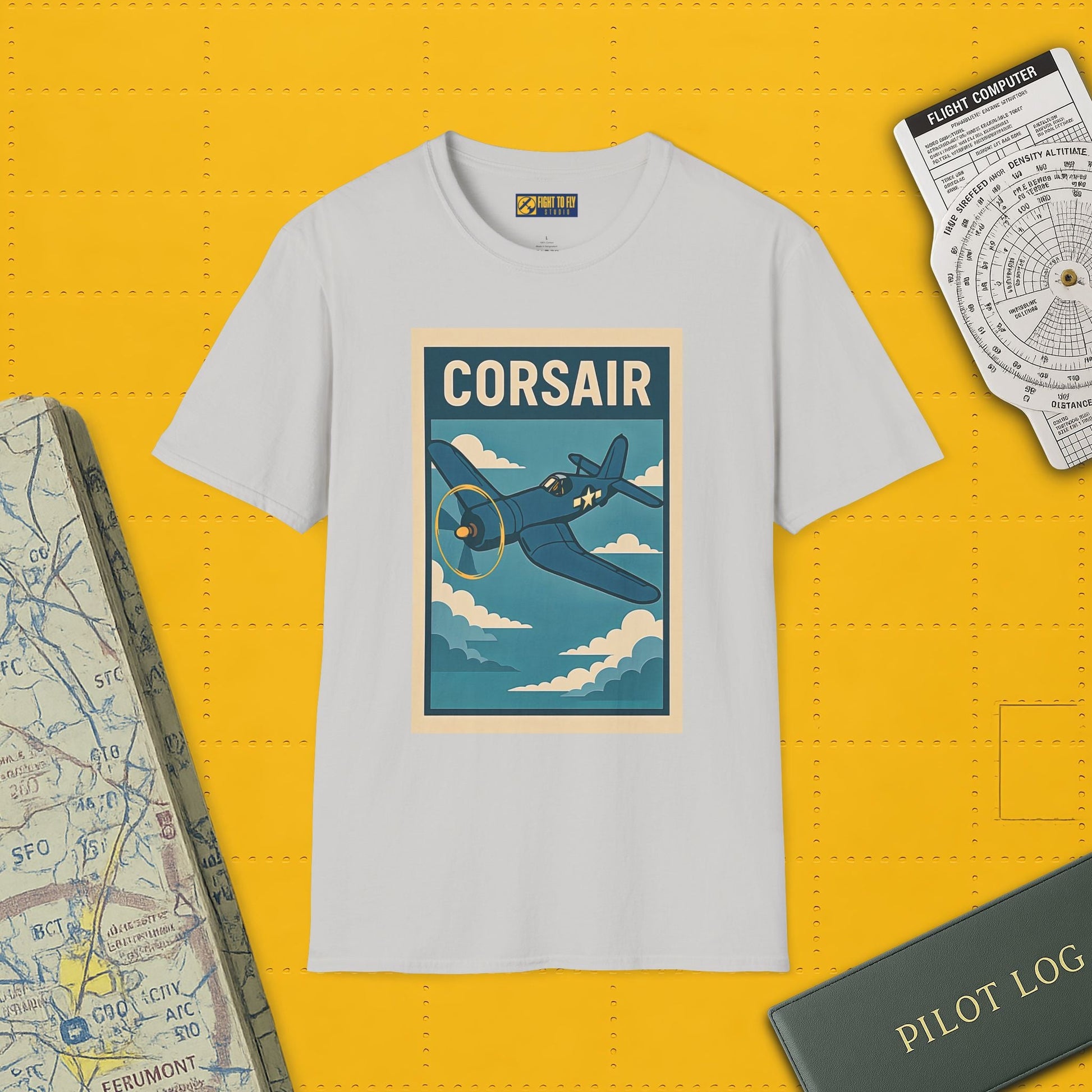 F4U Corsair Premium T-Shirt – Bent-Wing Fighter Full Graphic WWII Aviation Tee - Pilot gifts - warbird t-shirt