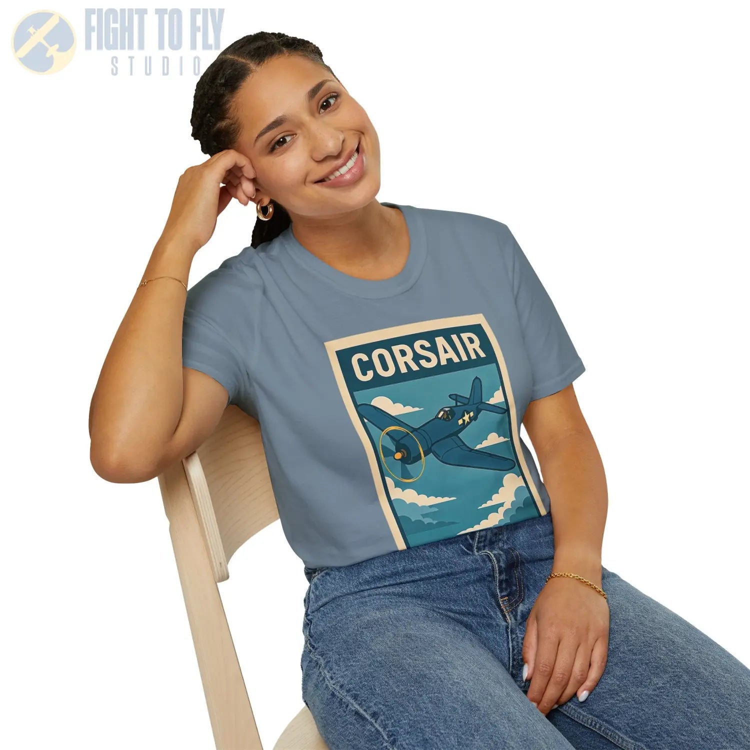 F4U Corsair Premium Full Graphic T-Shirt - Pilot gifts - WWII warbird t-shirt