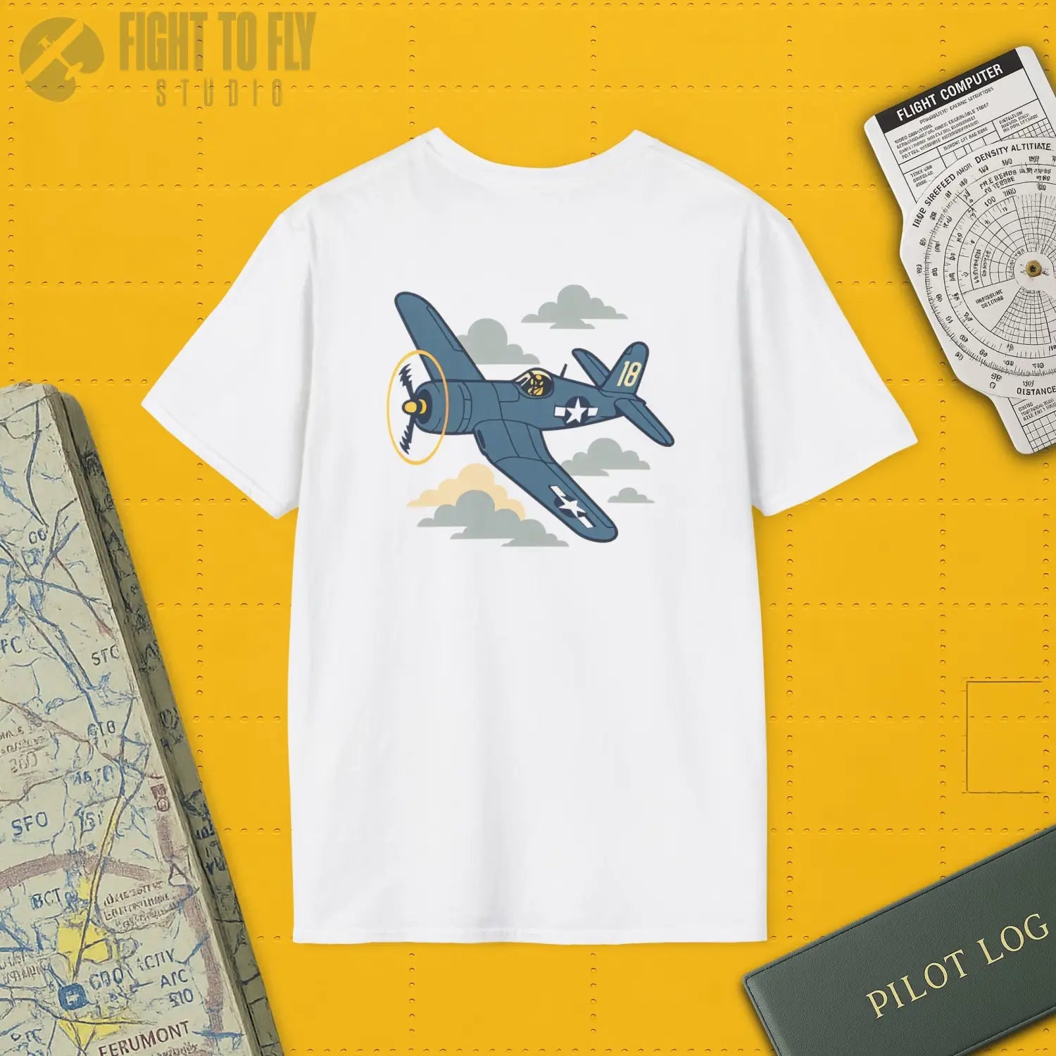 F4U Corsair Premium Full Graphic T-Shirt - Pilot gifts - WWII warbird t-shirt