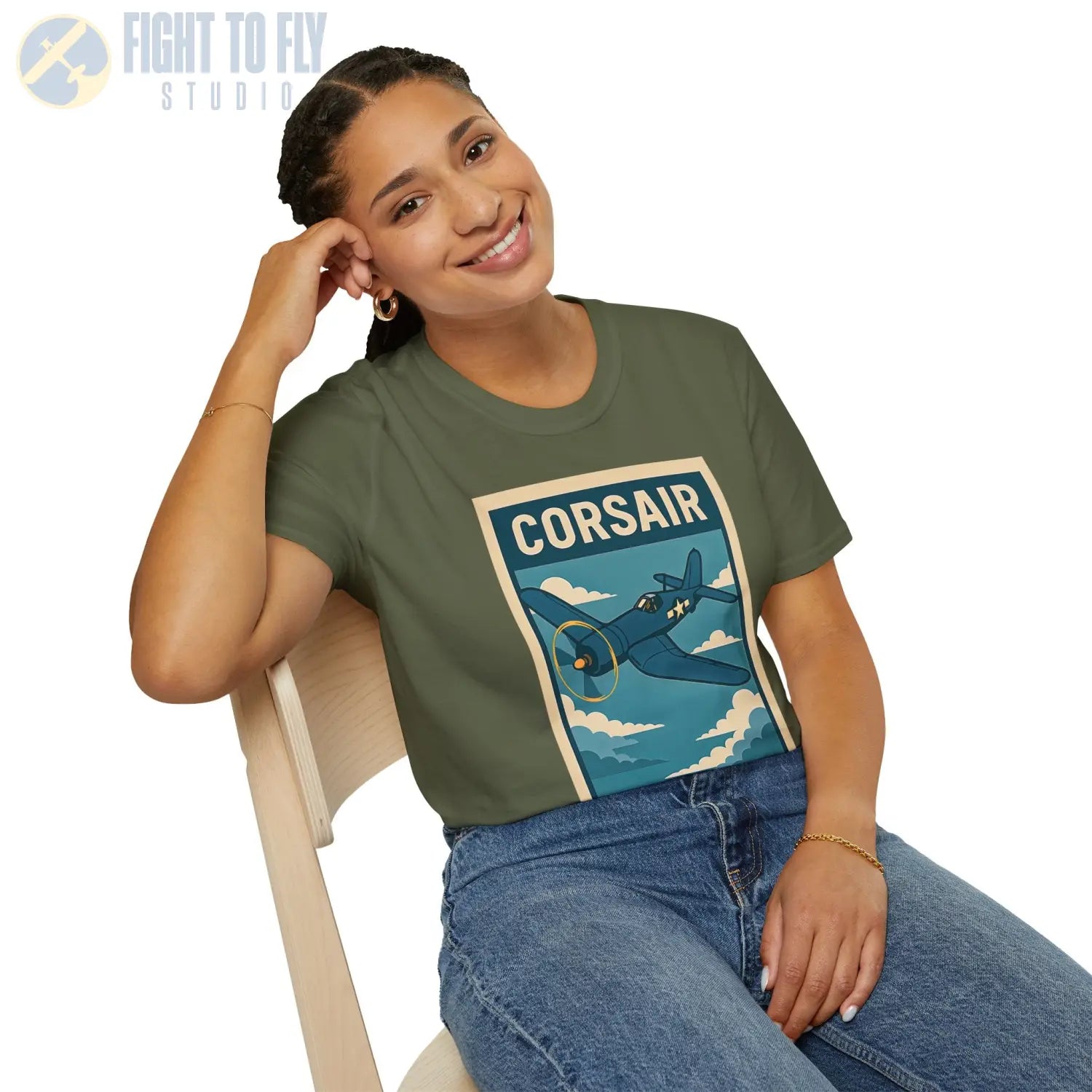 F4U Corsair Premium Full Graphic T Shirt Pilot gifts WWII warbird t shirt