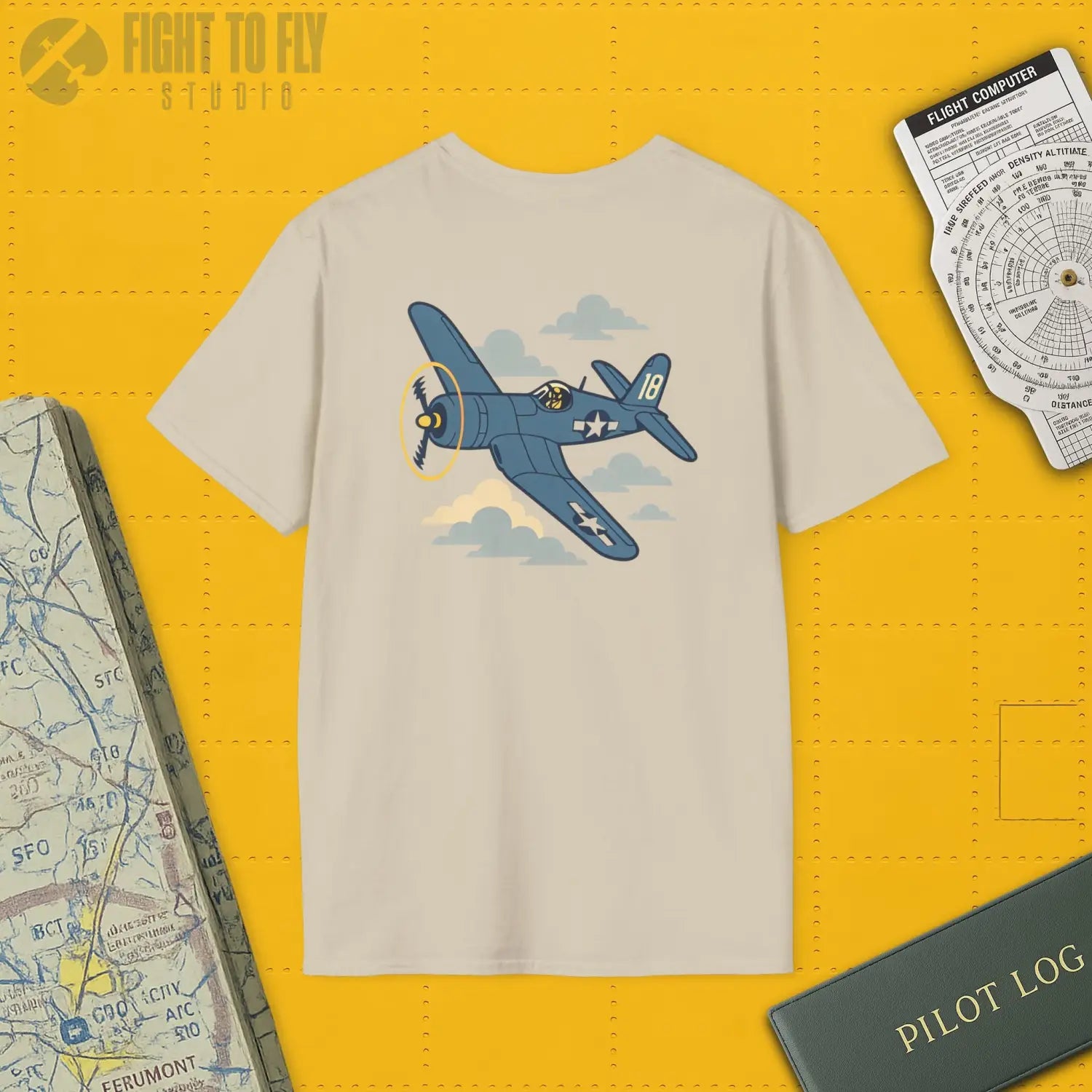 F4U Corsair Premium Full Graphic T-Shirt - Pilot gifts - WWII warbird t-shirt