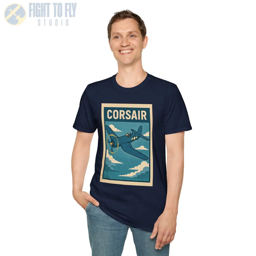 F4U Corsair Premium Full Graphic T-Shirt - Pilot gifts - WWII warbird t-shirt