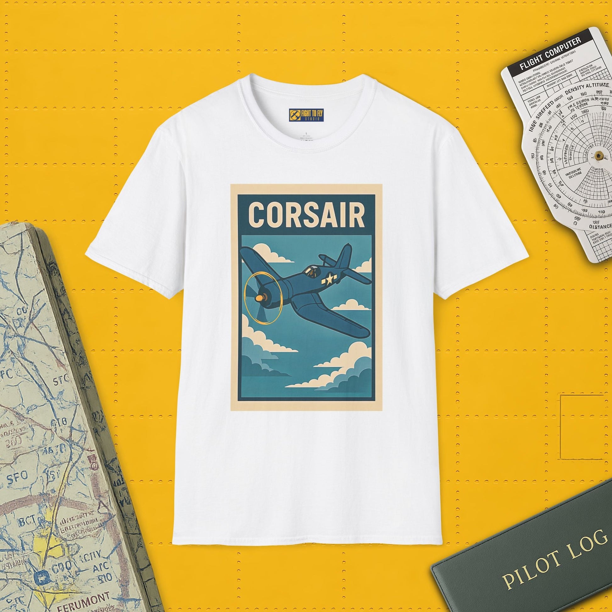 F4U Corsair Premium T-Shirt – Bent-Wing Fighter Full Graphic WWII Aviation Tee - Pilot gifts - warbird t-shirt