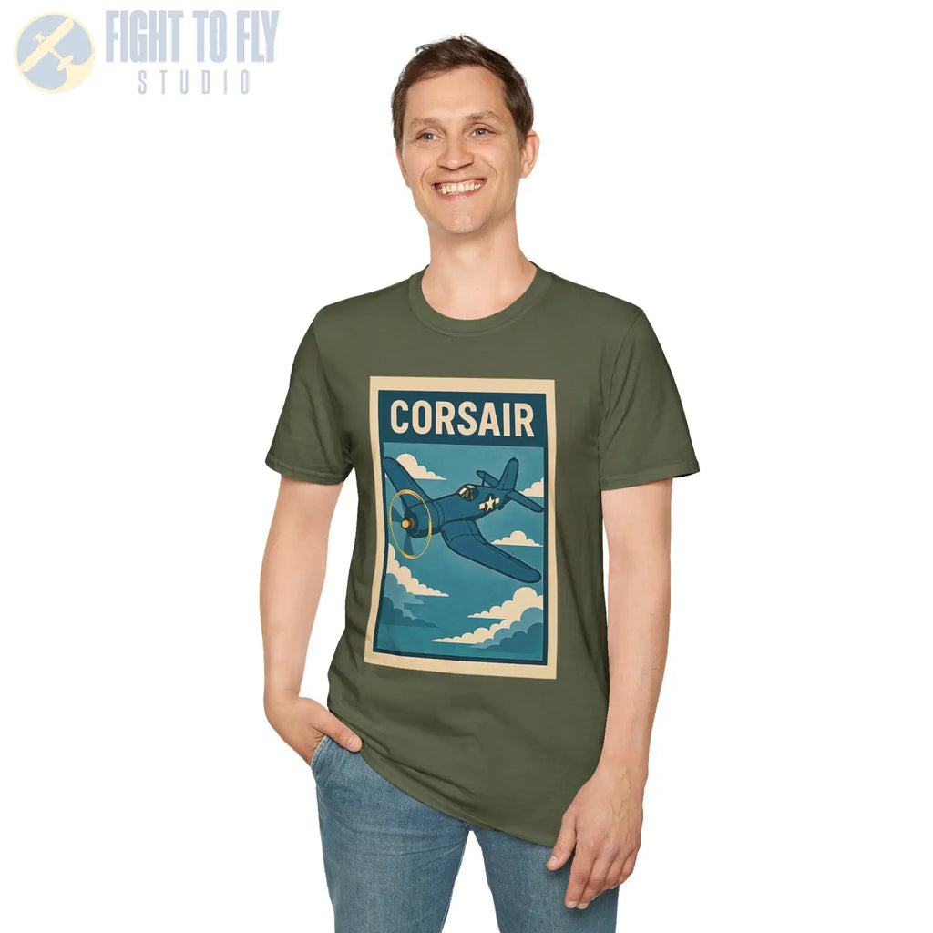 F4U Corsair Premium Full Graphic T-Shirt - Pilot gifts - WWII warbird t-shirt