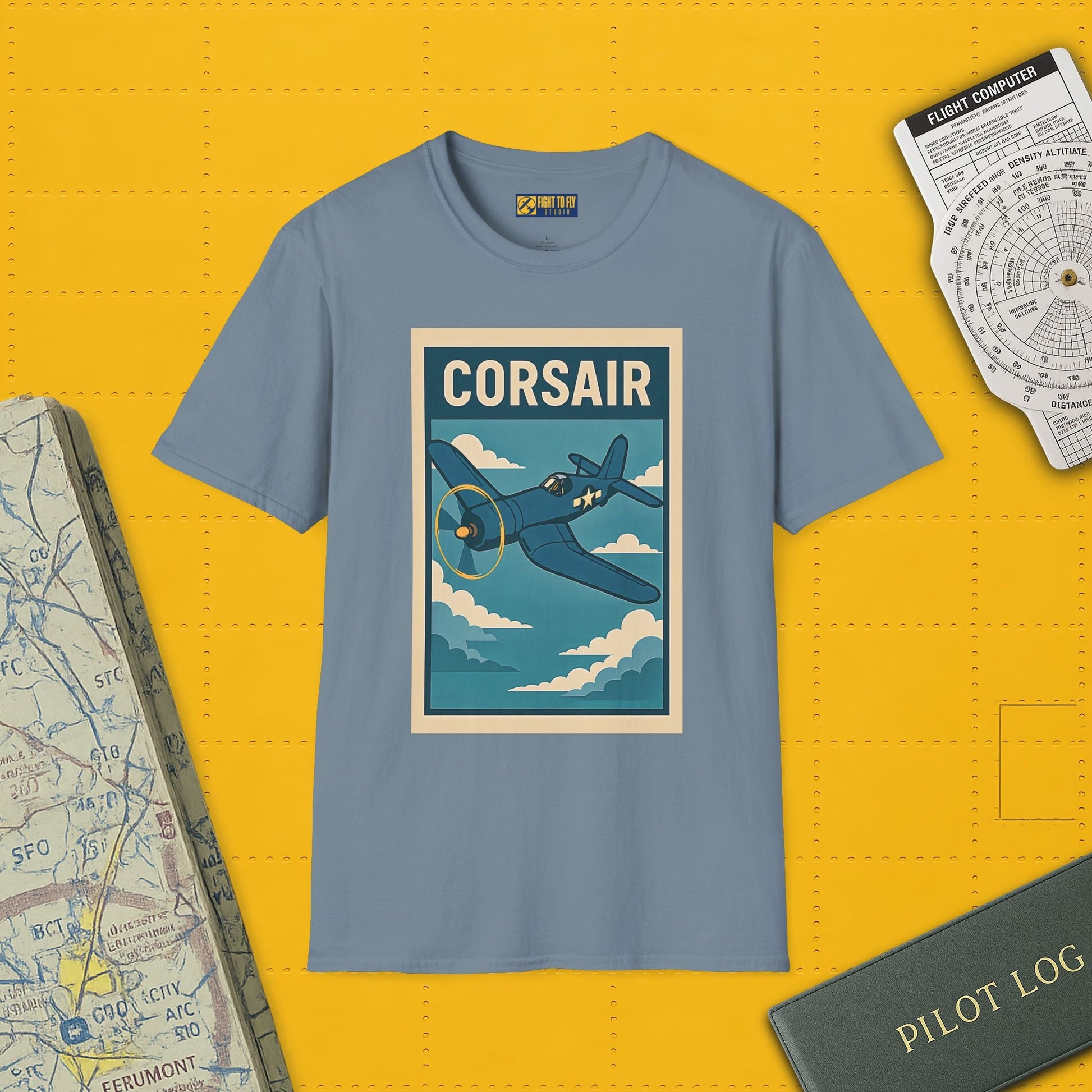 F4U Corsair Premium T-Shirt – Bent-Wing Fighter Full Graphic WWII Aviation Tee - Pilot gifts - warbird t-shirt