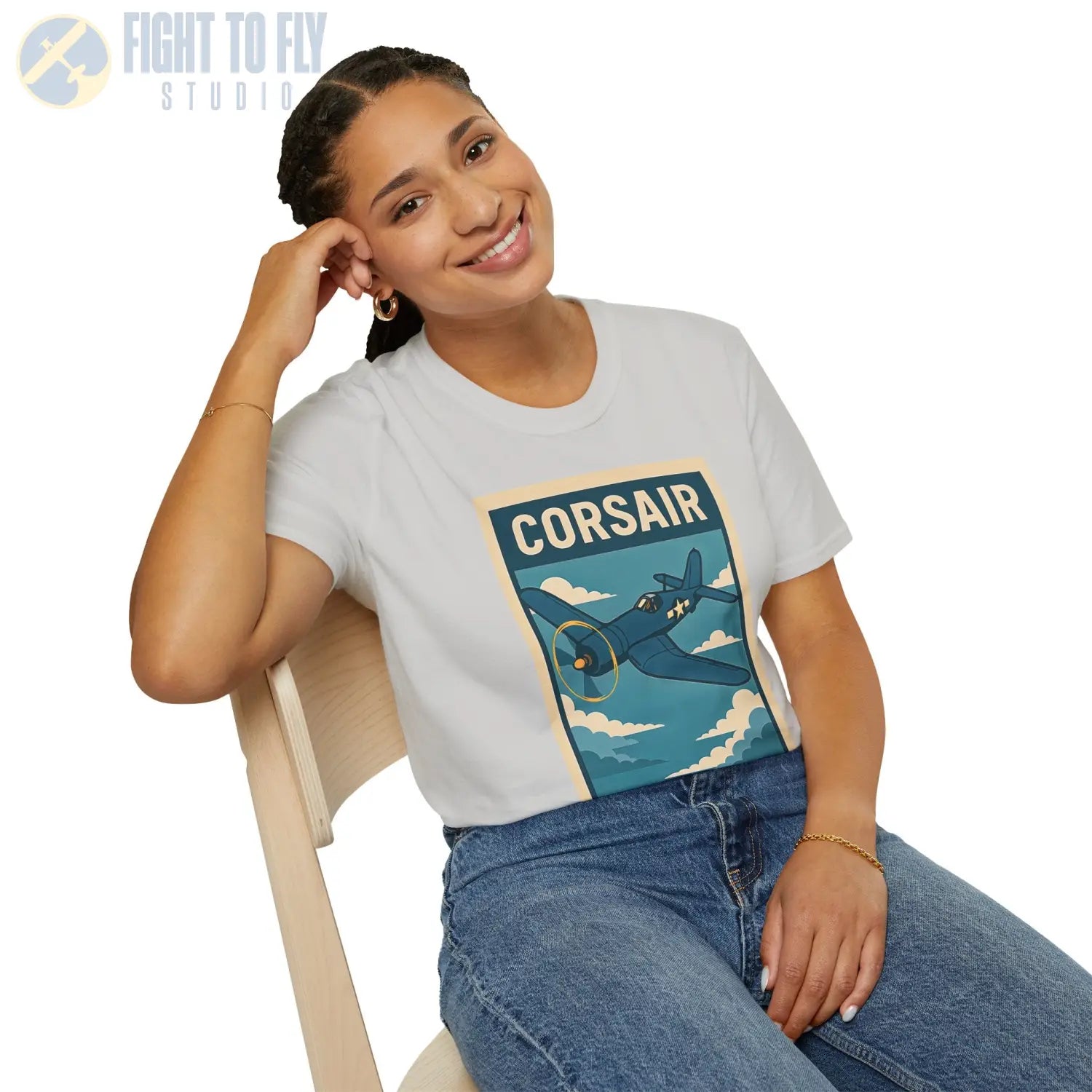 F4U Corsair Premium Full Graphic T-Shirt - Pilot gifts - WWII warbird t-shirt