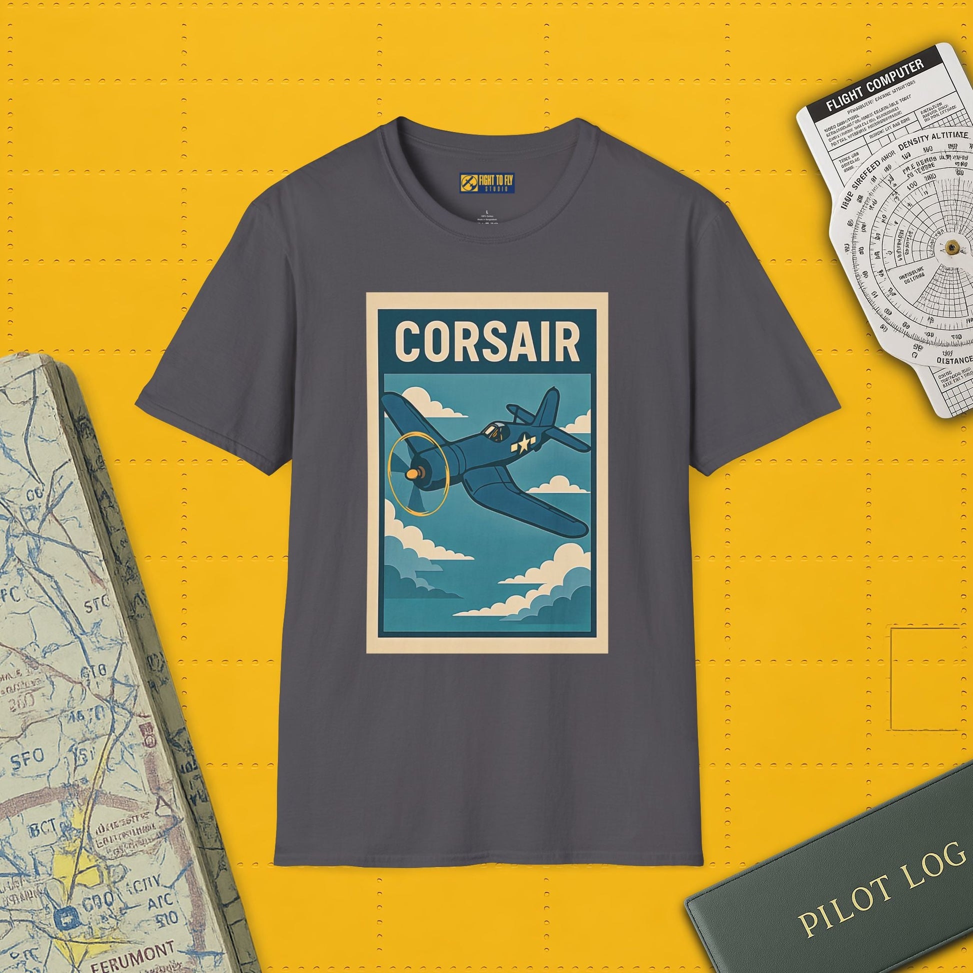F4U Corsair Premium T-Shirt – Bent-Wing Fighter Full Graphic WWII Aviation Tee - Pilot gifts - warbird t-shirt
