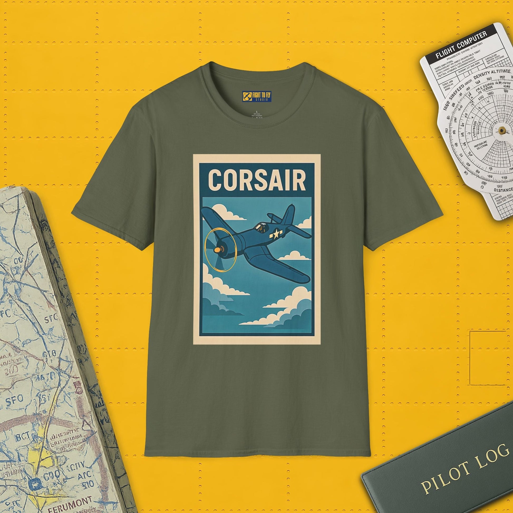 F4U Corsair Premium T-Shirt – Bent-Wing Fighter Full Graphic WWII Aviation Tee - Pilot gifts - warbird t-shirt
