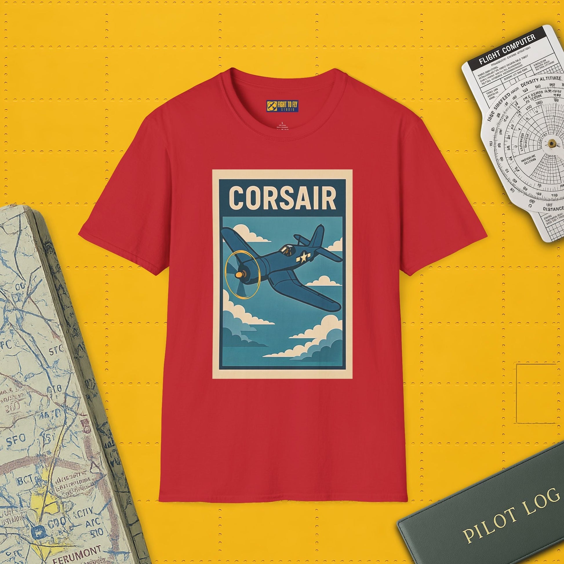F4U Corsair Premium T-Shirt – Bent-Wing Fighter Full Graphic WWII Aviation Tee - Pilot gifts - warbird t-shirt
