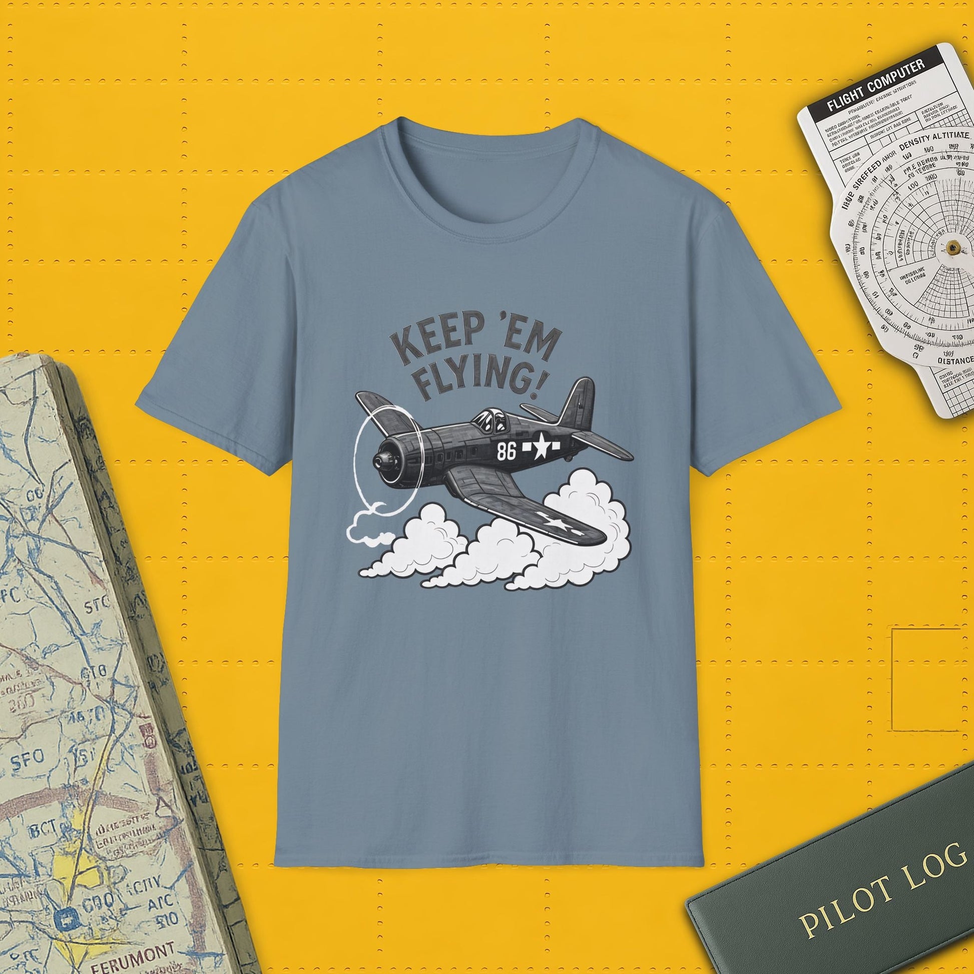 F4U Corsair Premium T-Shirt – “Keep ’Em Flying!” Bent-Wing WWII Fighter Tee - Pilot gifts - warbird t-shirt